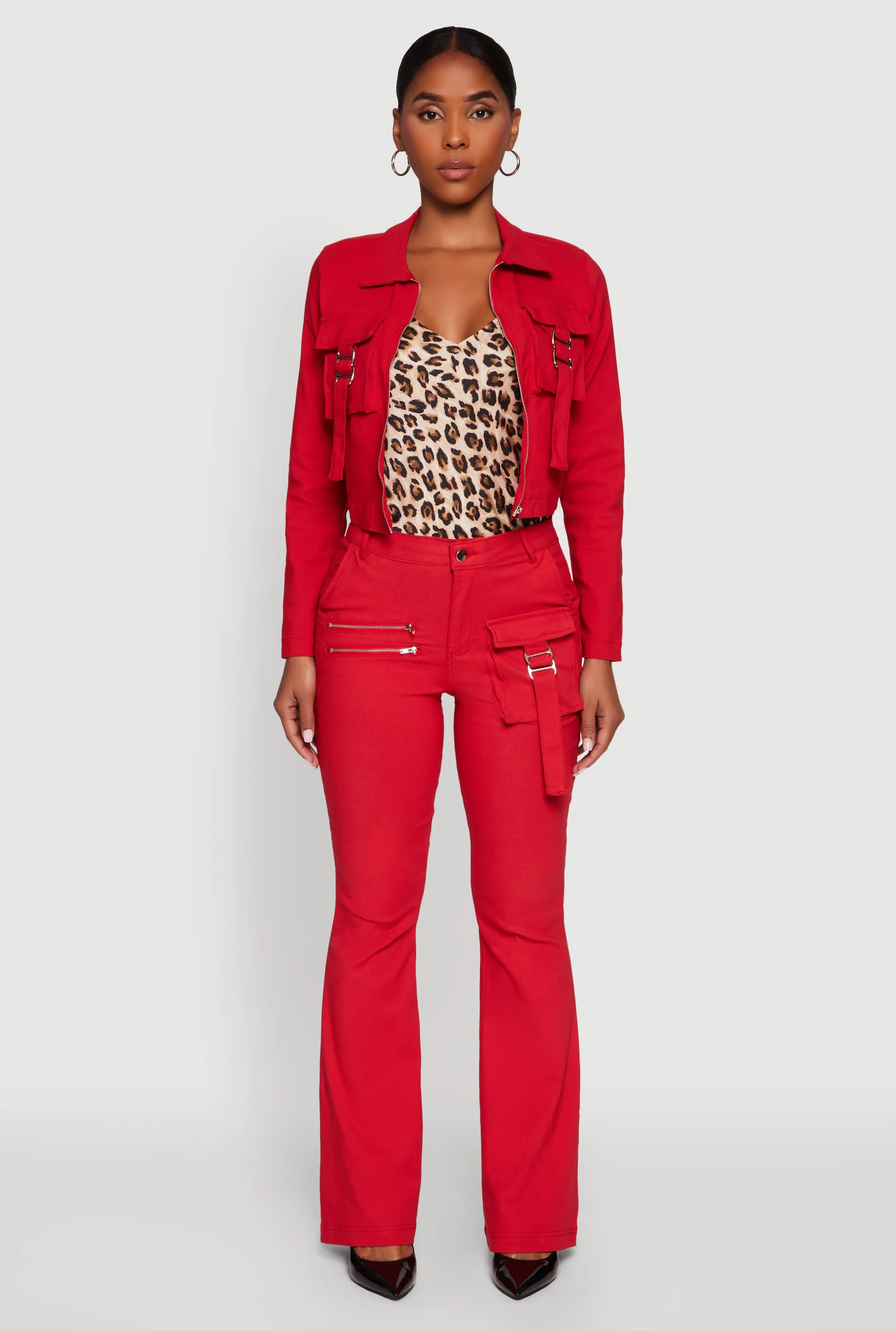 Hyper Stretch Zipper Detail Utility Flare Pants sold by Rainbow product image thumbnail 2