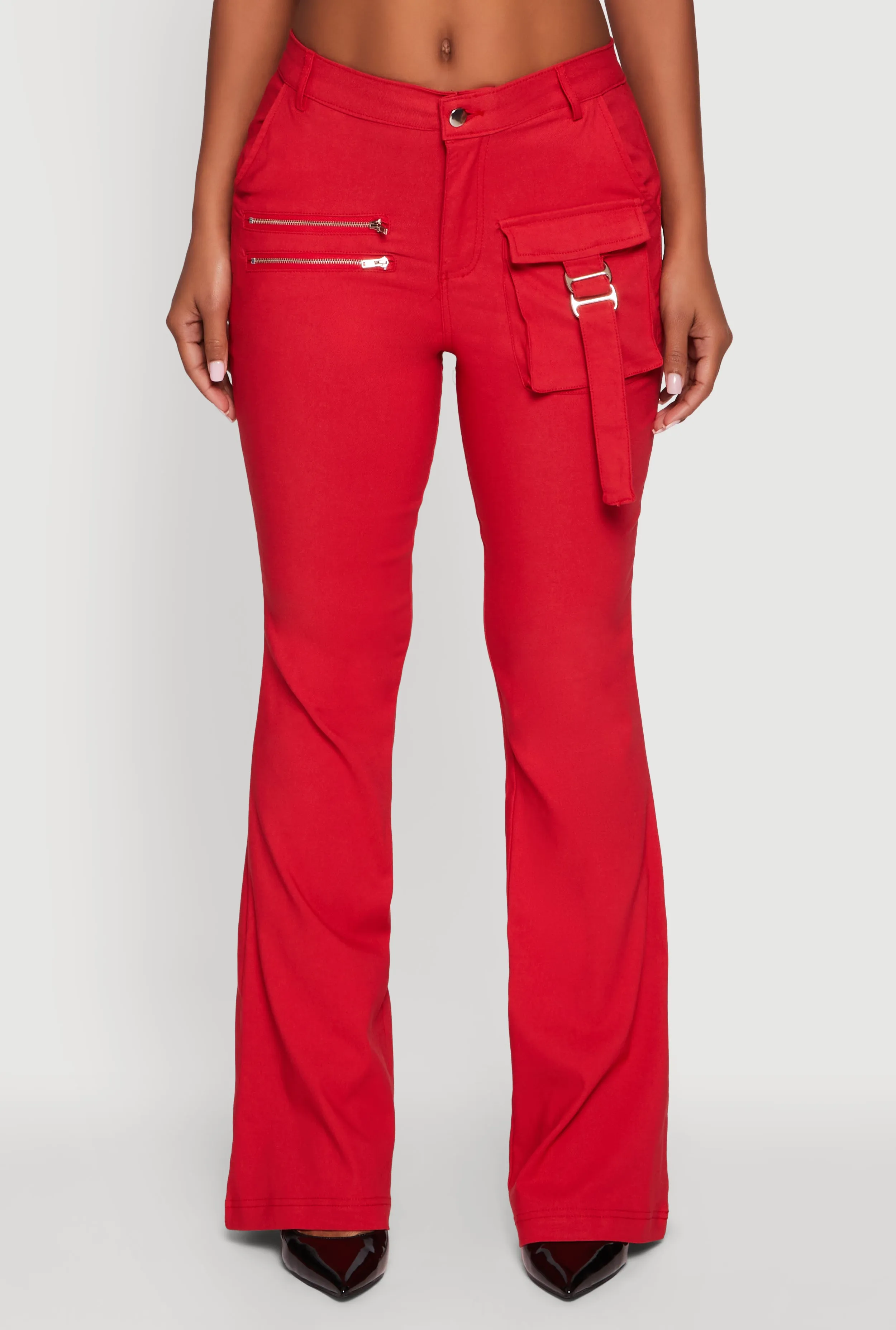 Hyper Stretch Zipper Detail Utility Flare Pants sold by Rainbow product image thumbnail 3
