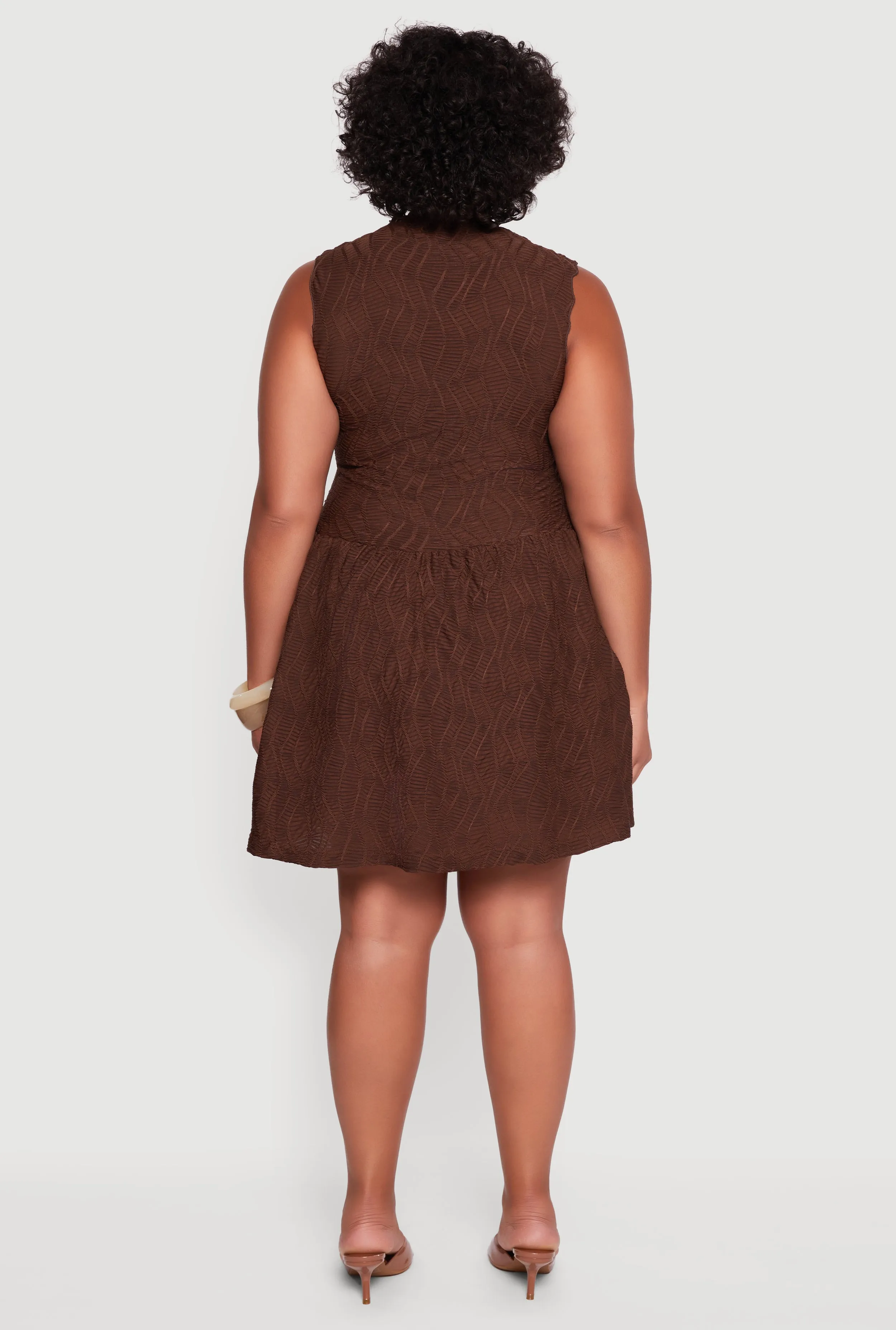 Plus Size Textured Knit High Neck Sleeveless Skater Dress sold by Rainbow product image thumbnail 5