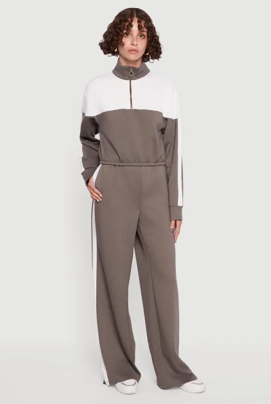 Side Stripe Elastic Waist Wide Leg Sweatpants sold by Rainbow