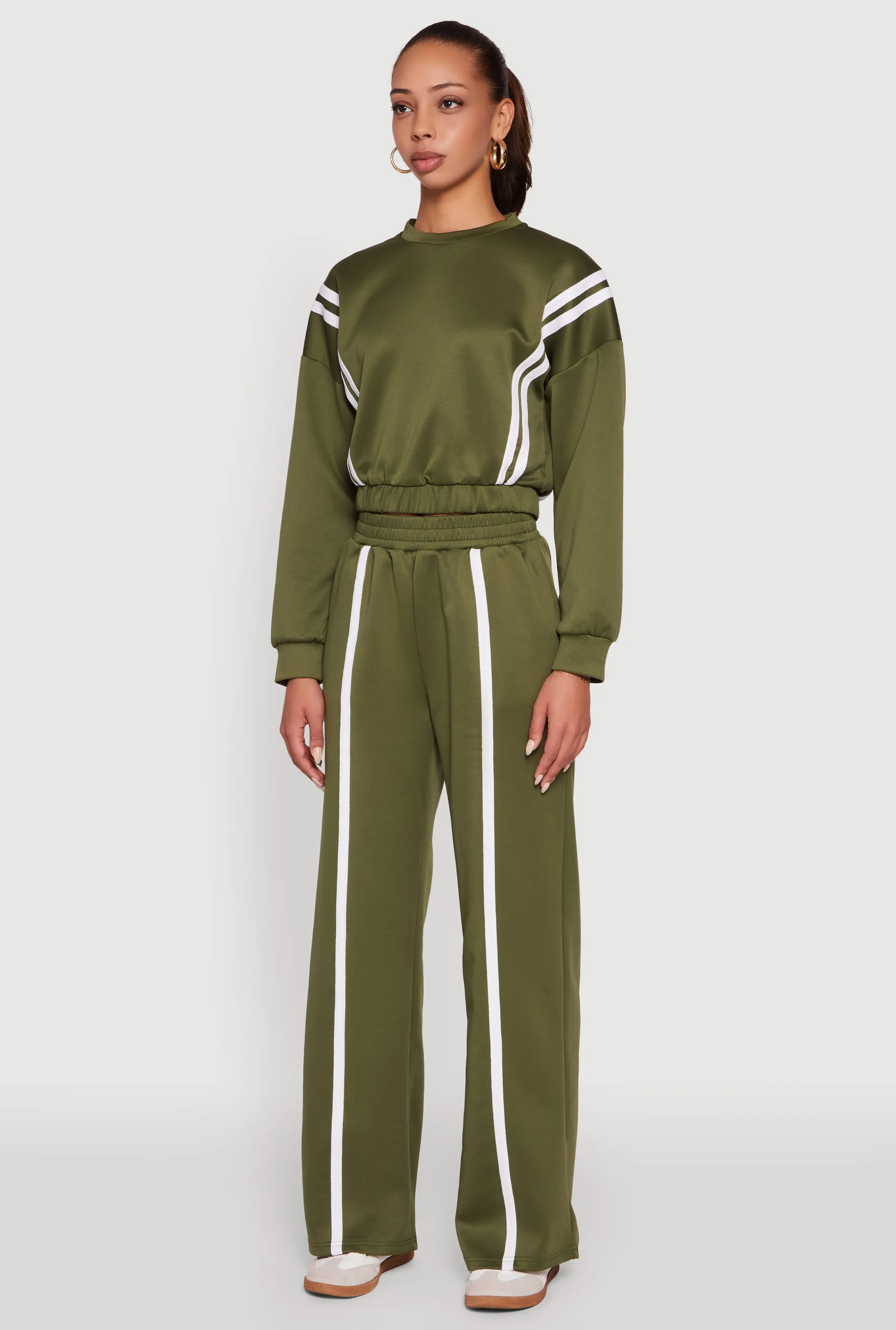 Varsity Stripe High Neck Elastic Hem Pullover Top sold by Rainbow product image thumbnail 5