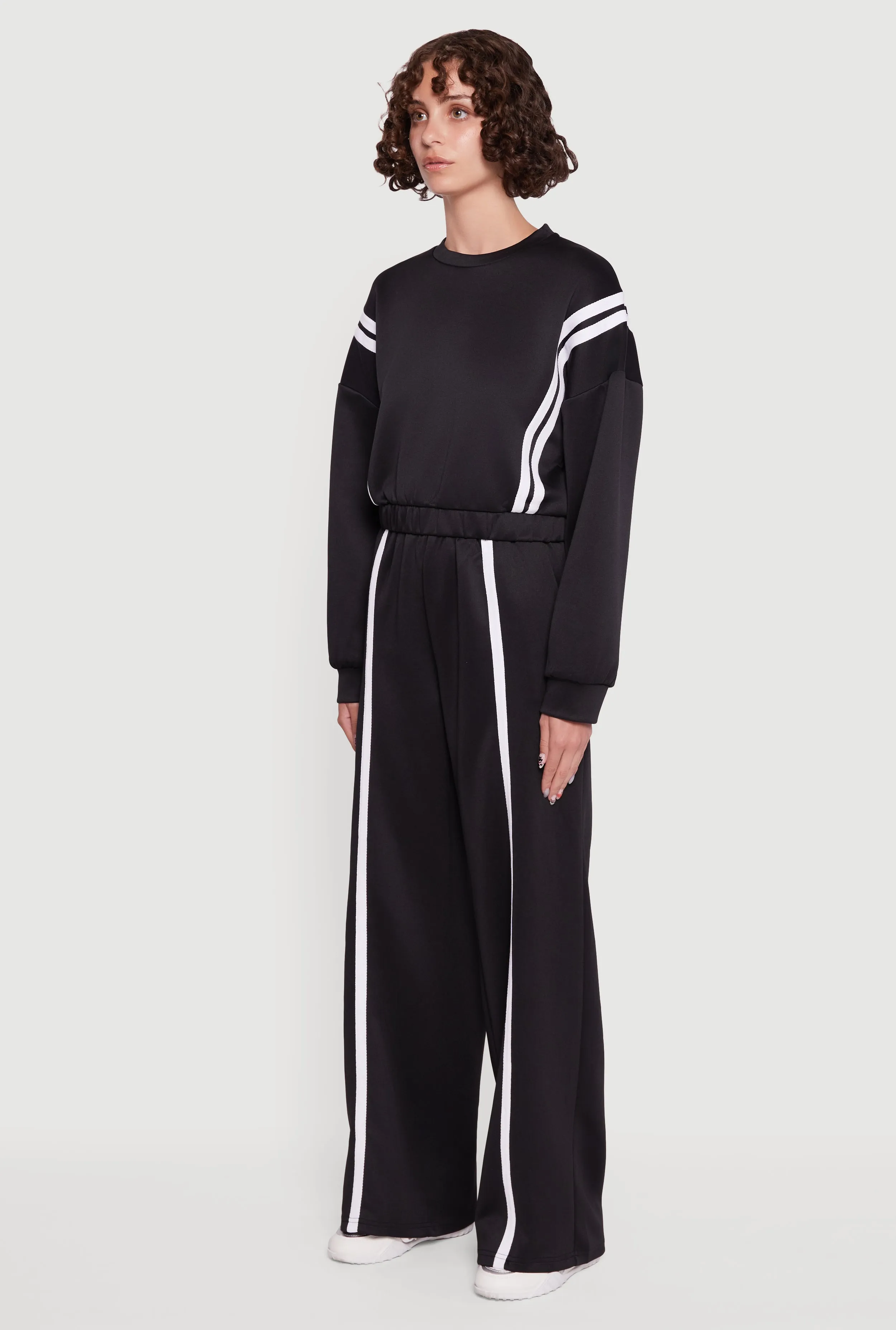 Varsity Stripe High Neck Elastic Hem Pullover Top sold by Rainbow product image thumbnail 5