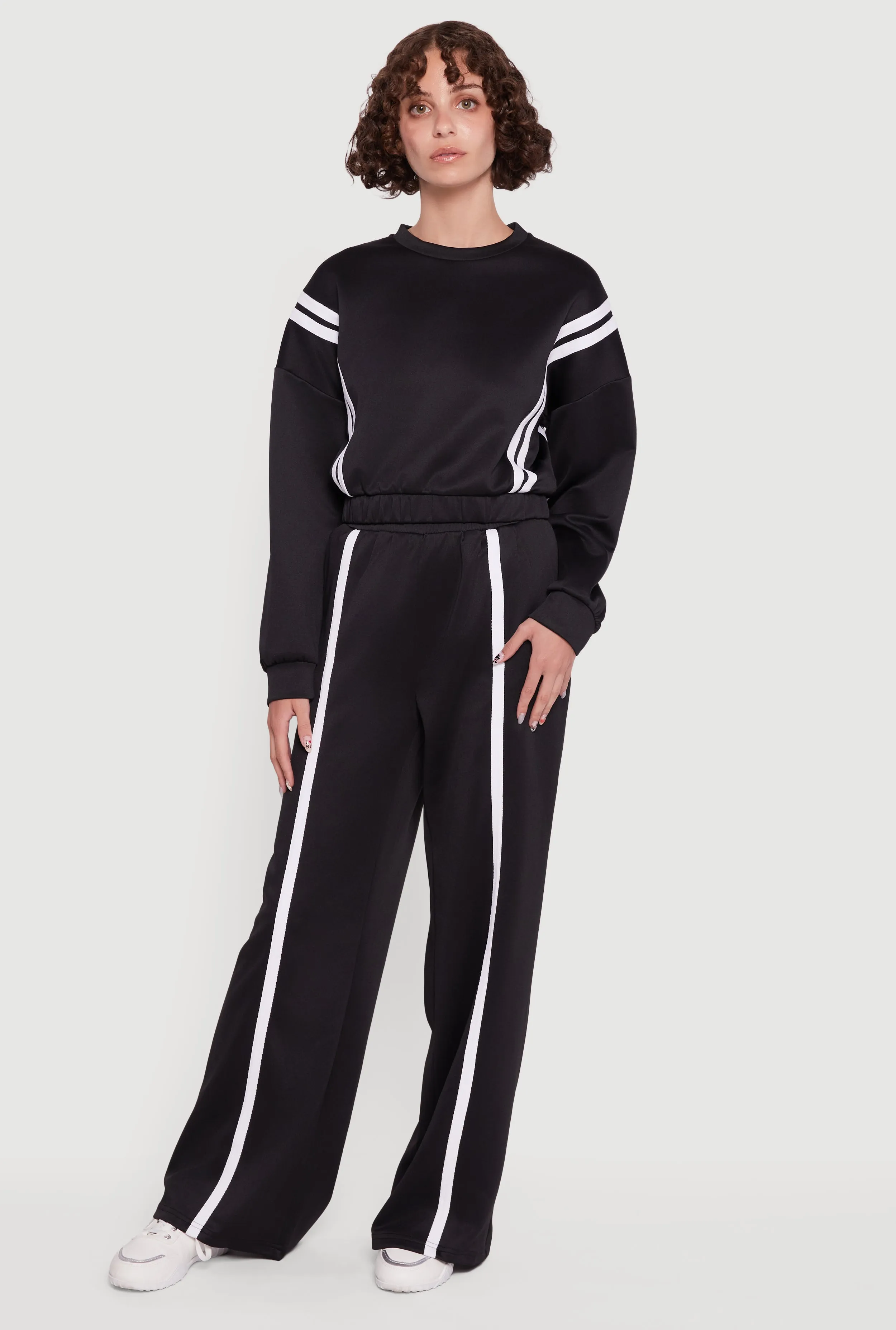 Varsity Stripe High Neck Elastic Hem Pullover Top sold by Rainbow product image thumbnail 2