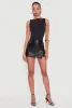 Faux Leather Side Slit Skort sold by Rainbow