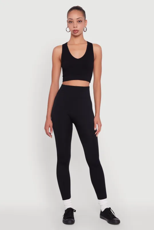 High Waisted Basic Fleece Lined Leggings sold by Rainbow