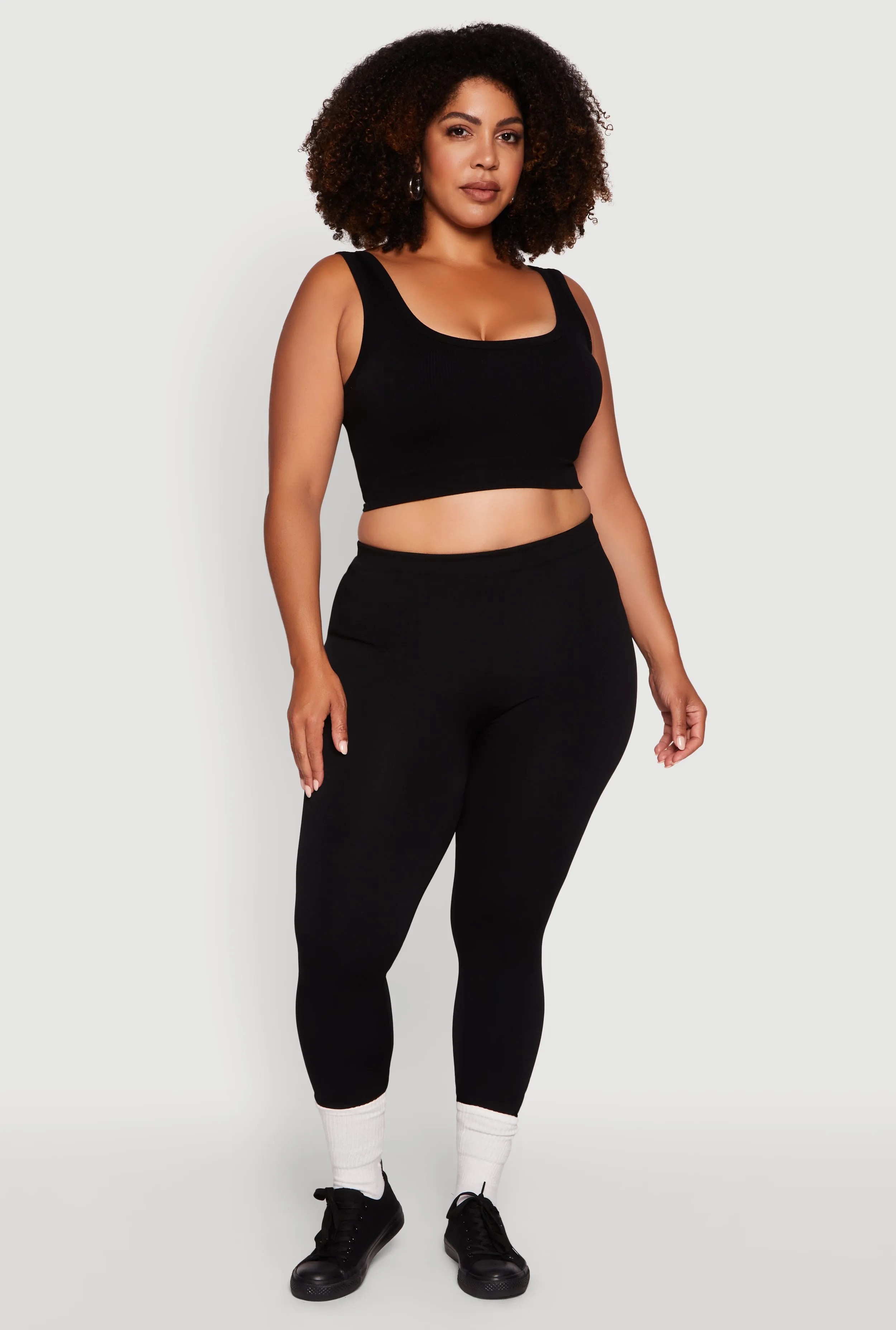 Plus Size High Waisted Basic Fleece Lined Leggings sold by Rainbow