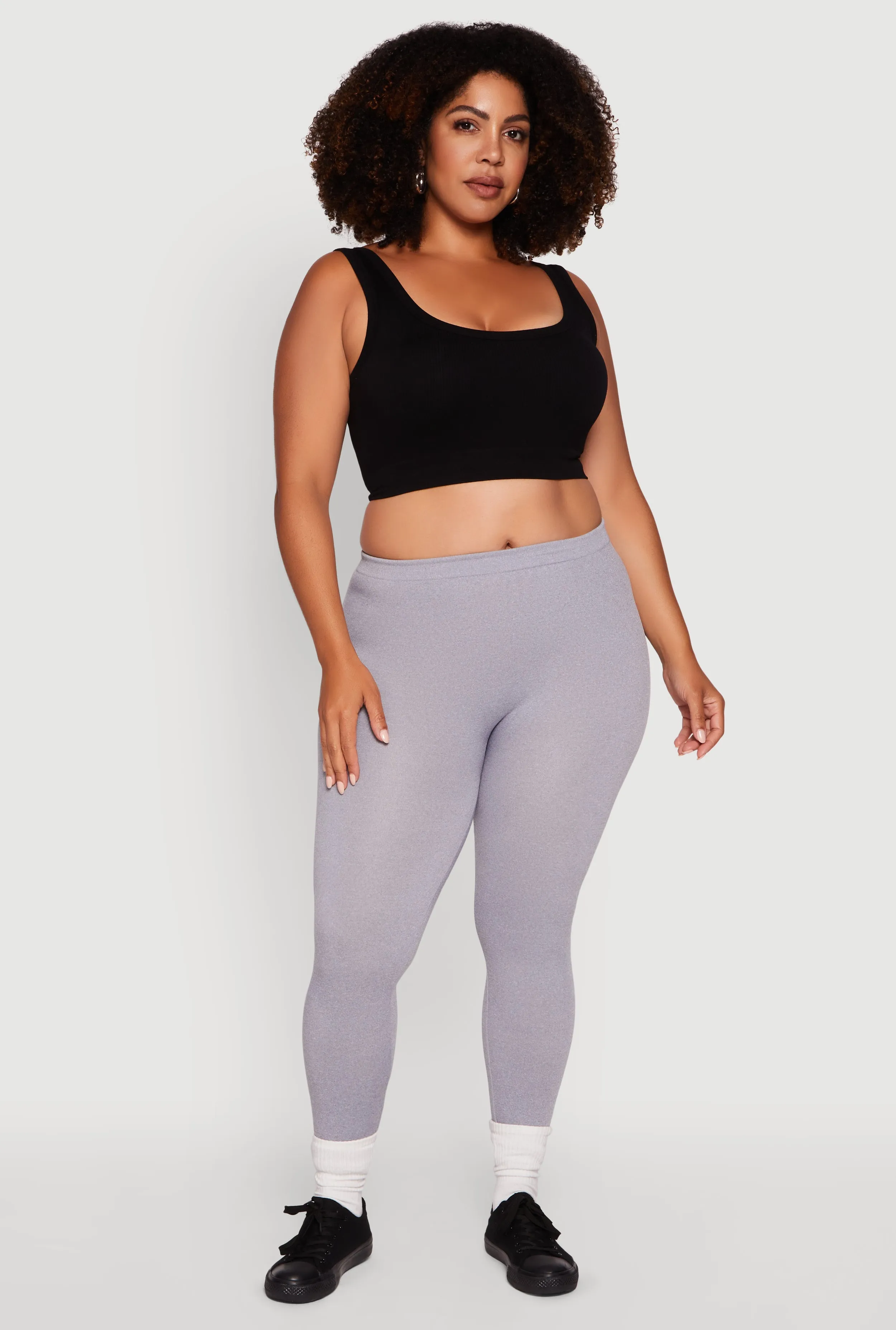 Plus Size High Waisted Basic Fleece Lined Leggings sold by Rainbow product image thumbnail 4