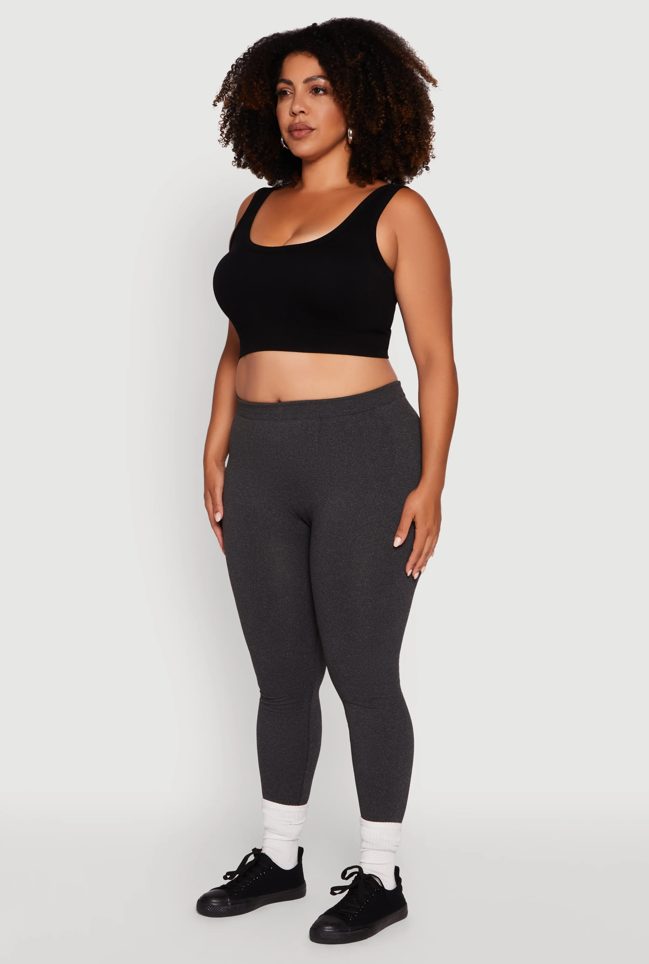 Plus Size High Waisted Basic Fleece Lined Leggings sold by Rainbow product image thumbnail 3