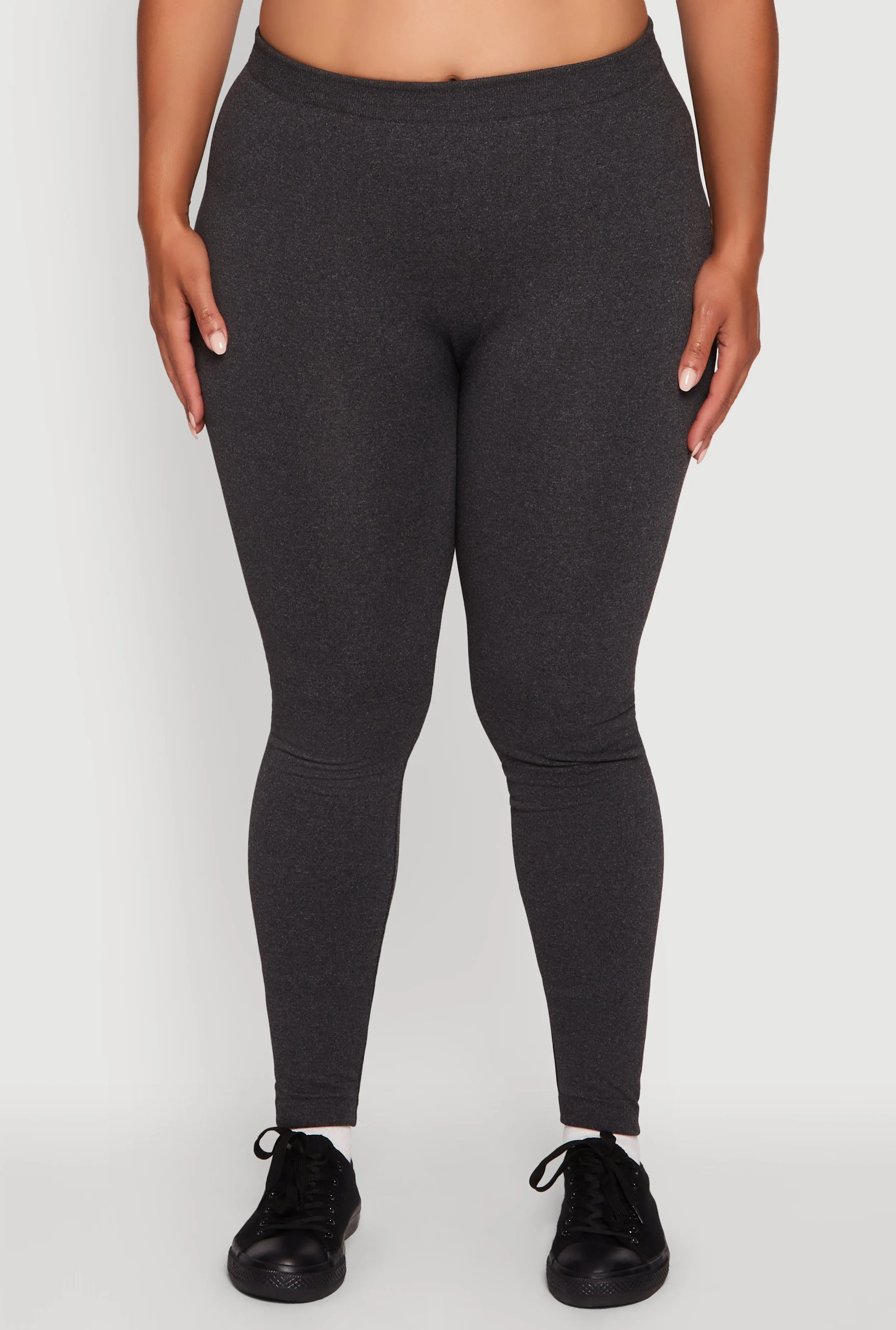 Plus Size High Waisted Basic Fleece Lined Leggings sold by Rainbow product image thumbnail 5