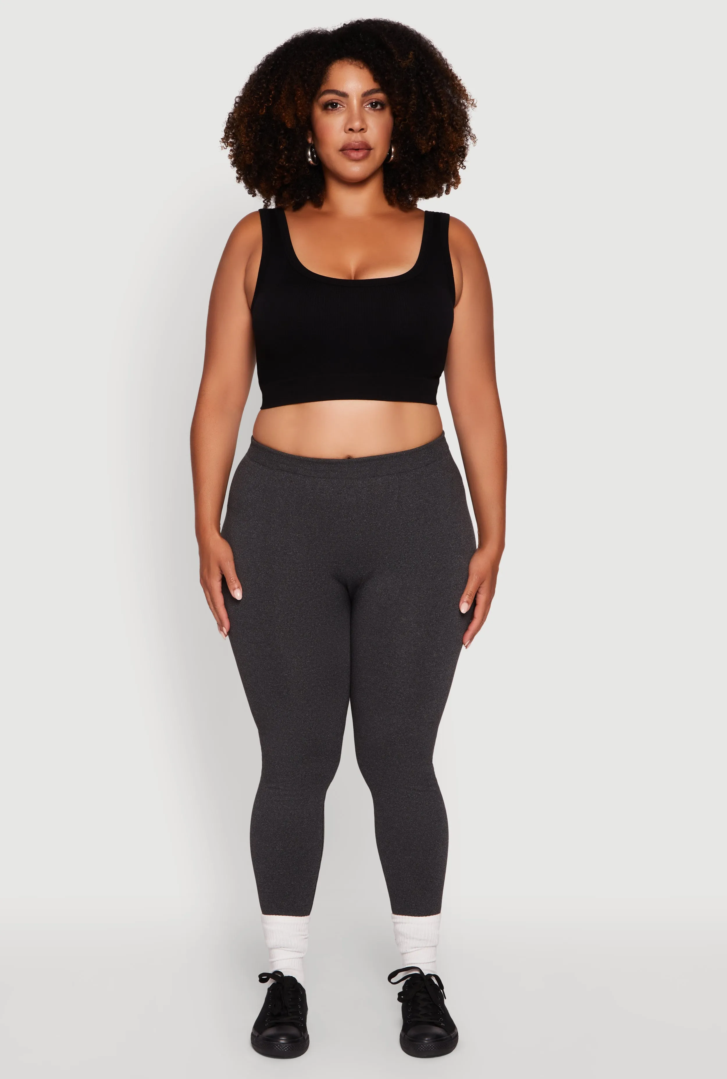 Plus Size High Waisted Basic Fleece Lined Leggings sold by Rainbow product image thumbnail 2