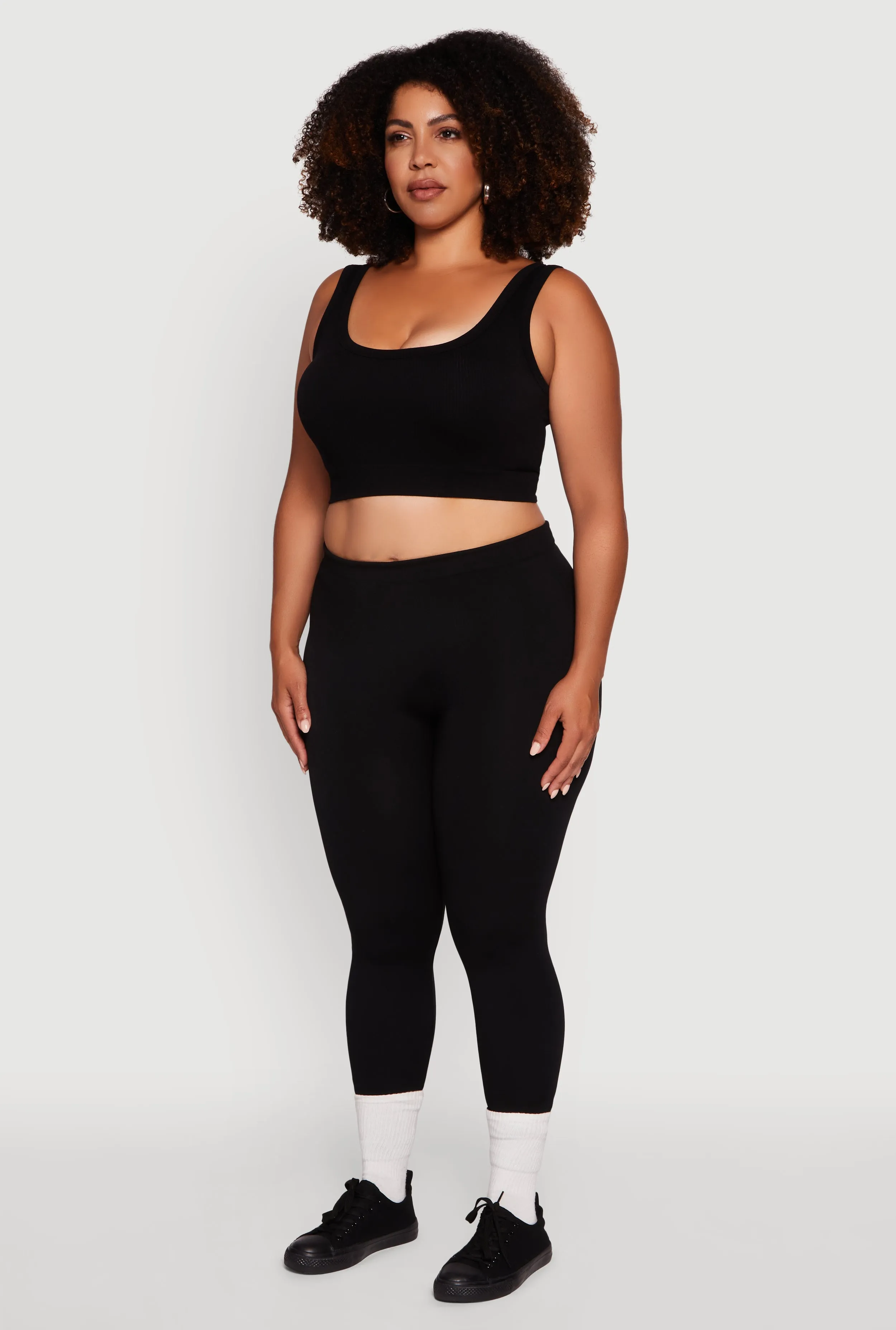 Plus Size High Waisted Basic Fleece Lined Leggings sold by Rainbow product image thumbnail 3