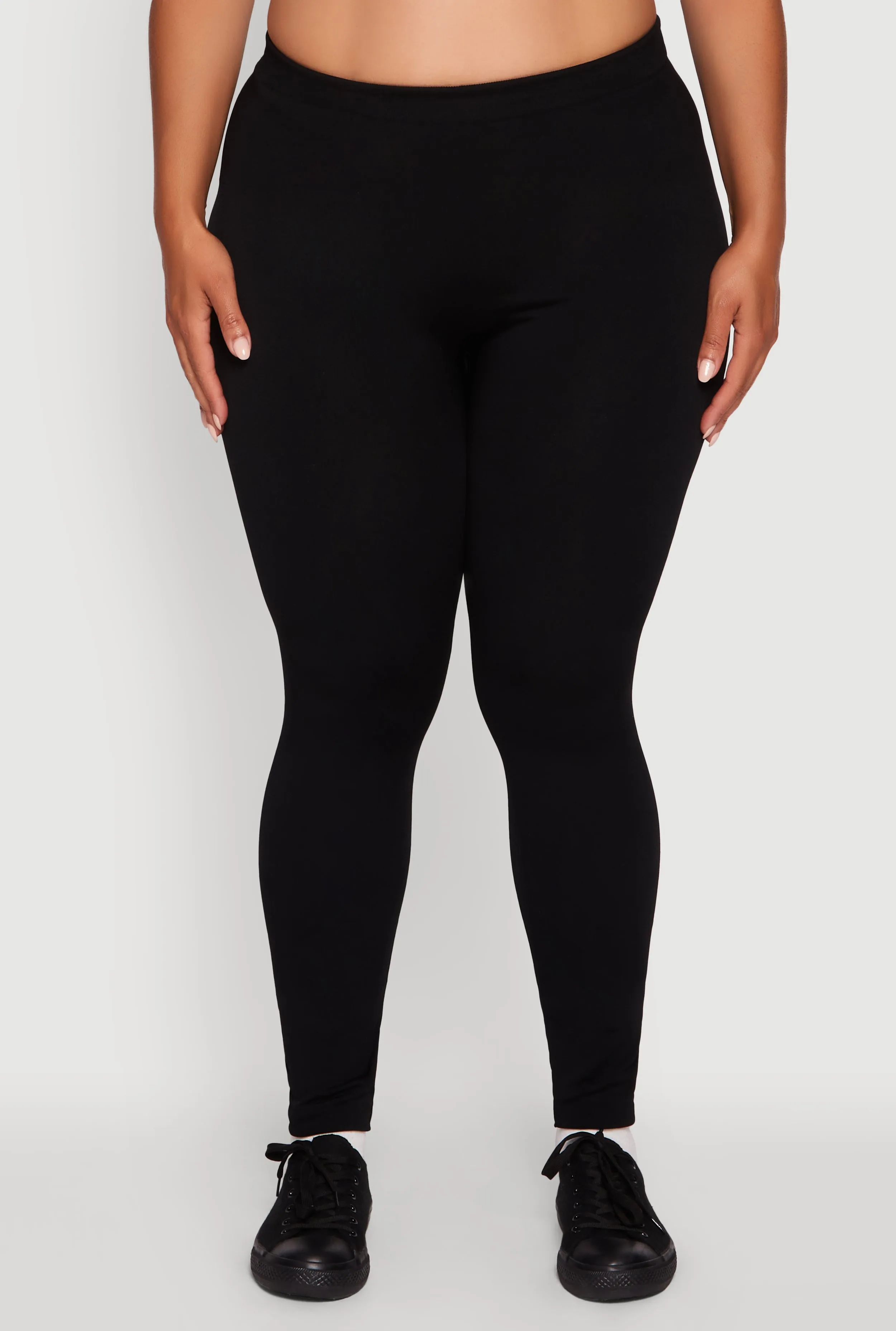 Plus Size High Waisted Basic Fleece Lined Leggings sold by Rainbow product image thumbnail 5