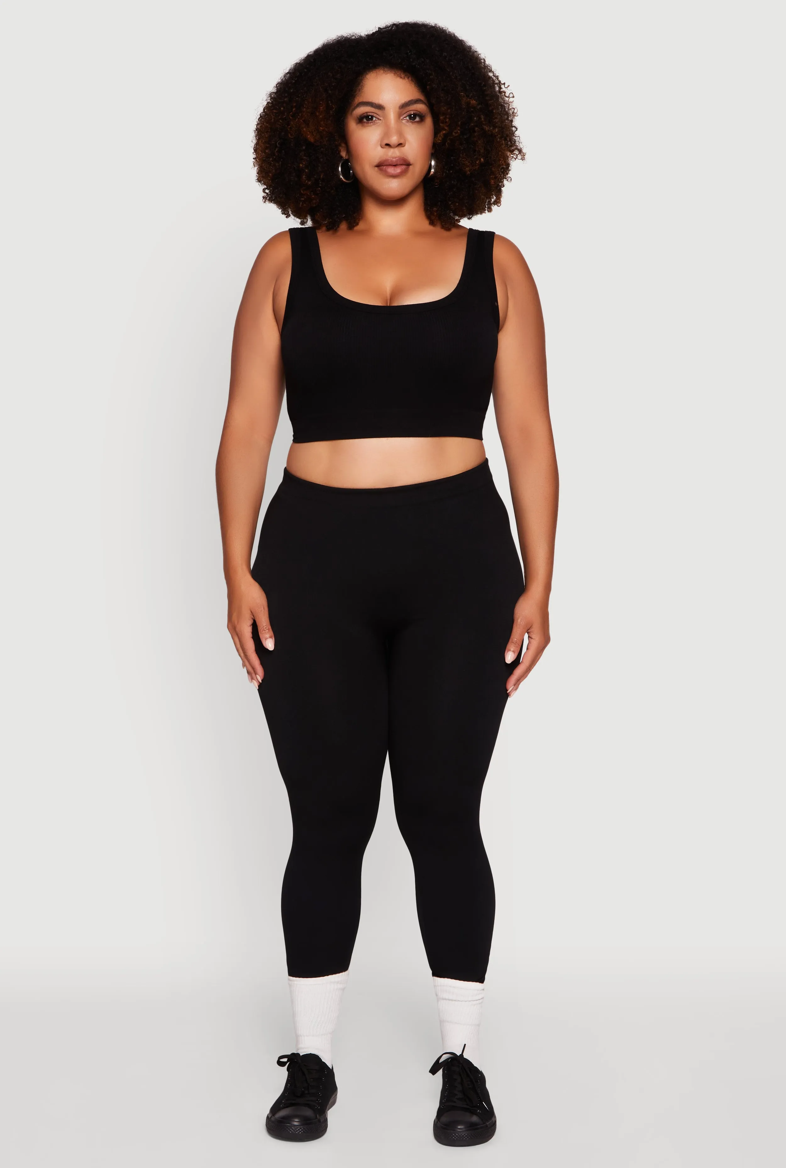 Plus Size High Waisted Basic Fleece Lined Leggings sold by Rainbow product image thumbnail 2