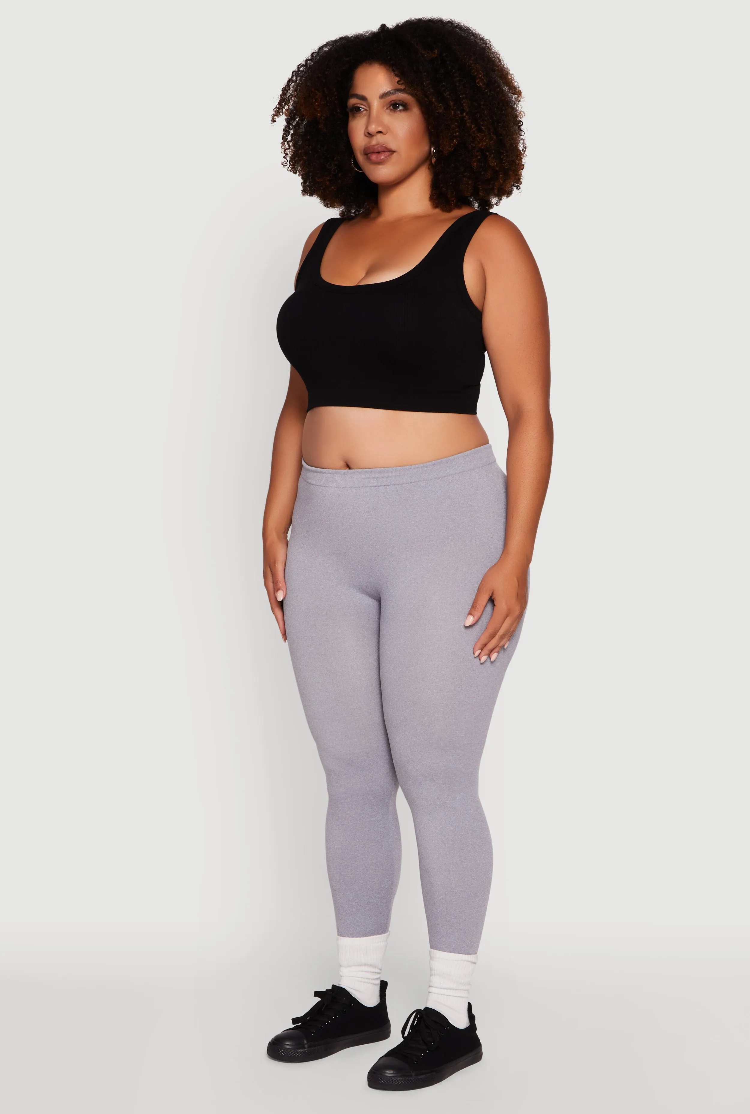 Plus Size High Waisted Basic Fleece Lined Leggings sold by Rainbow product image thumbnail 3