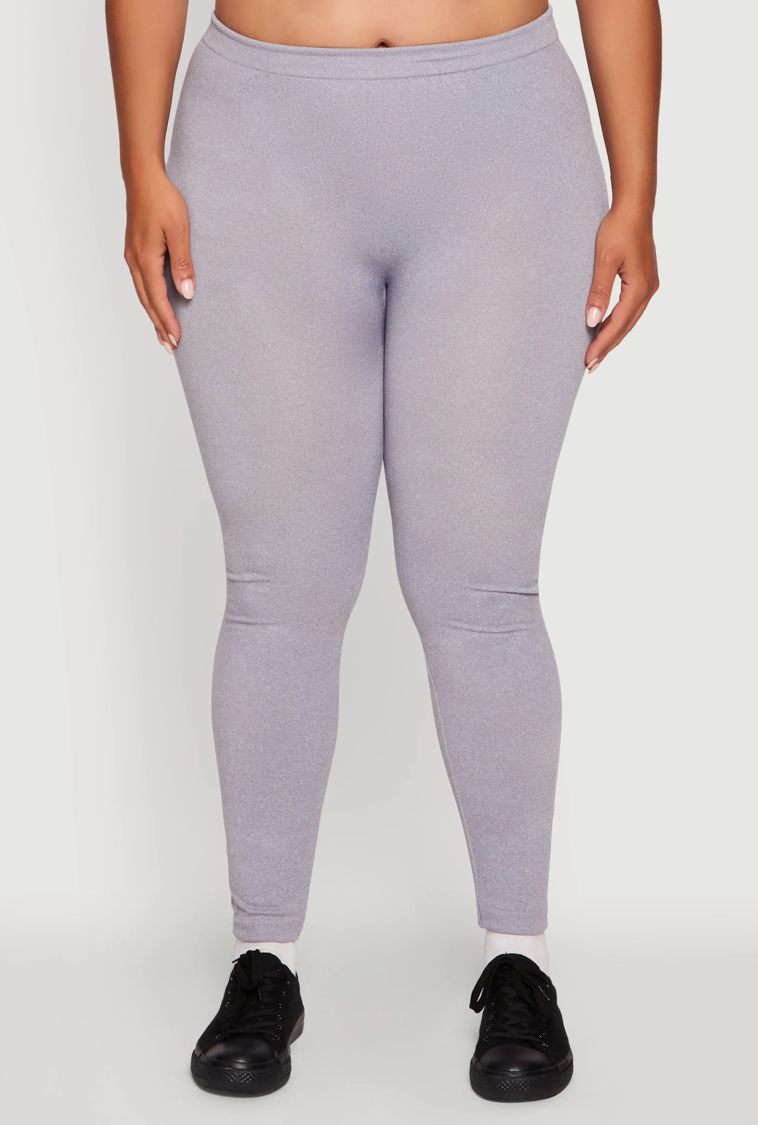 Plus Size High Waisted Basic Fleece Lined Leggings sold by Rainbow product image thumbnail 5
