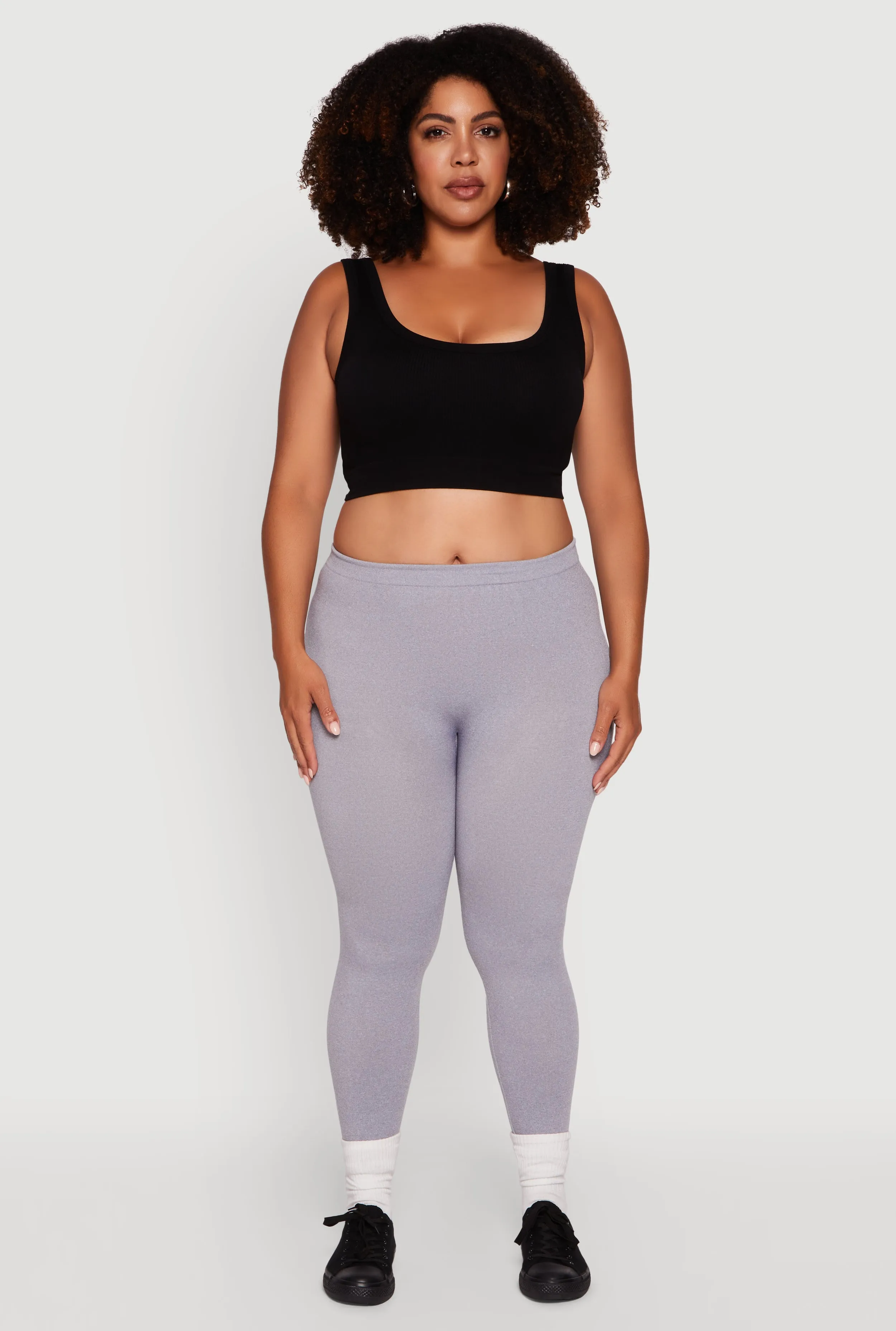 Plus Size High Waisted Basic Fleece Lined Leggings sold by Rainbow product image thumbnail 2