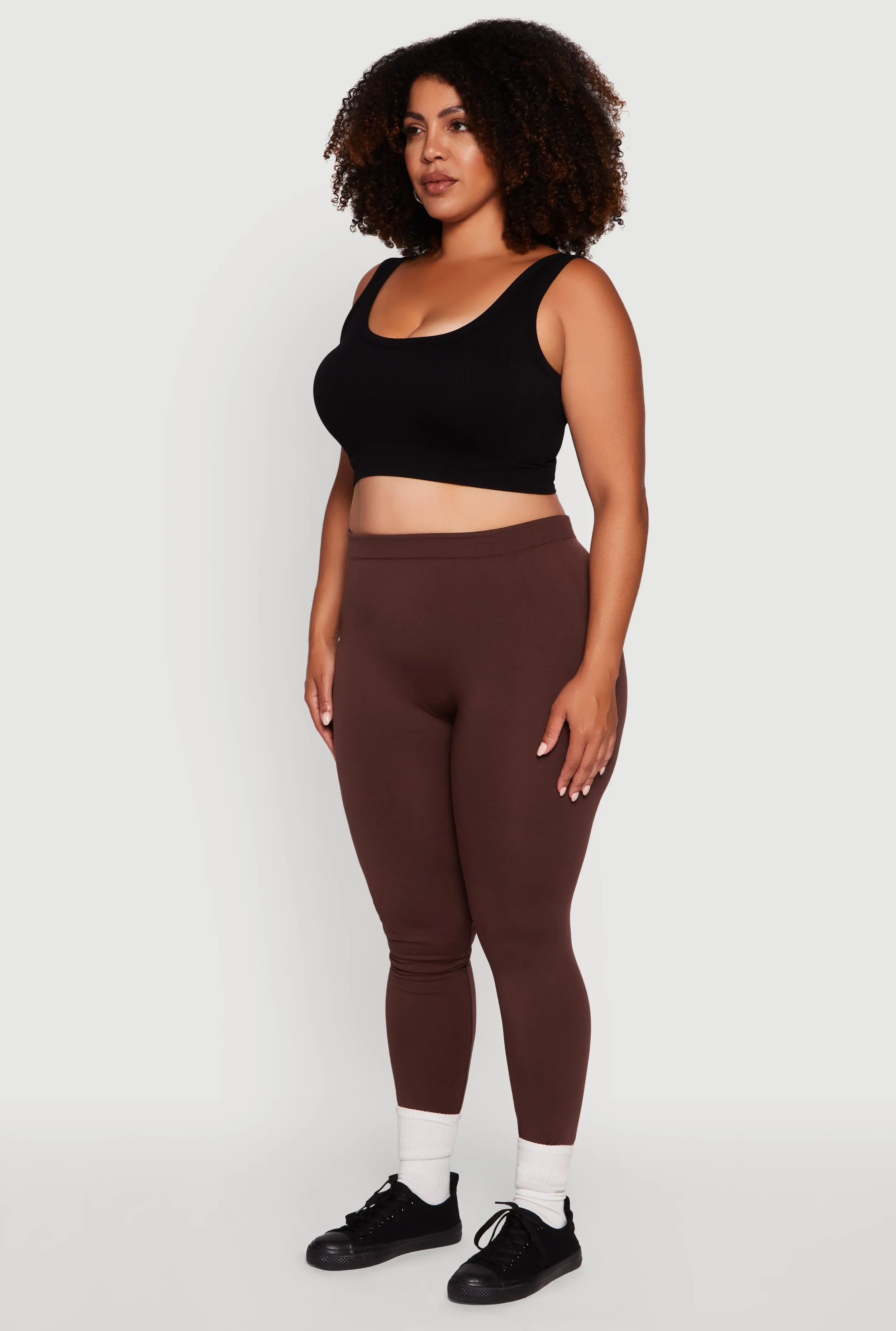 Plus Size High Waisted Basic Fleece Lined Leggings sold by Rainbow product image thumbnail 3