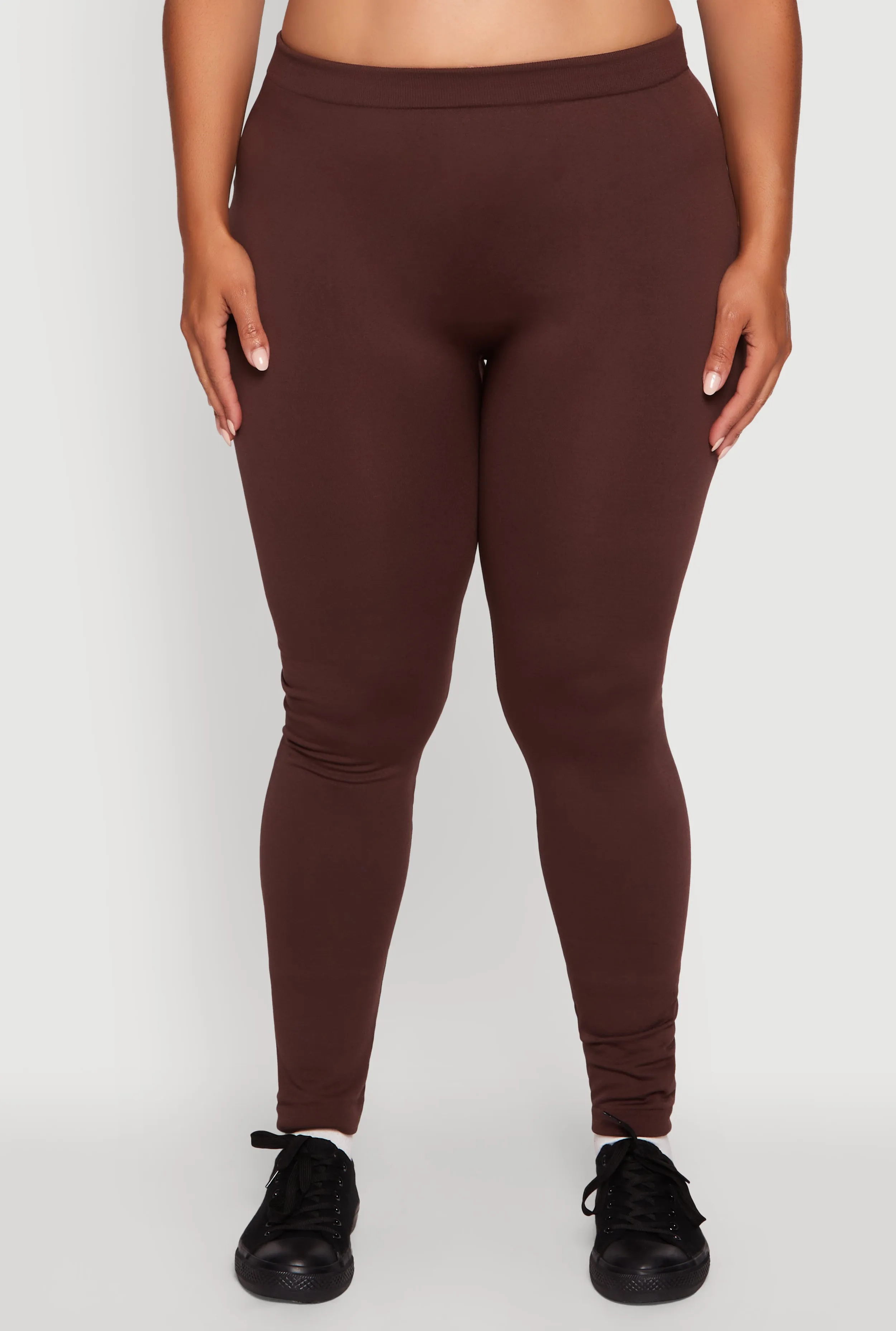 Plus Size High Waisted Basic Fleece Lined Leggings sold by Rainbow product image thumbnail 5