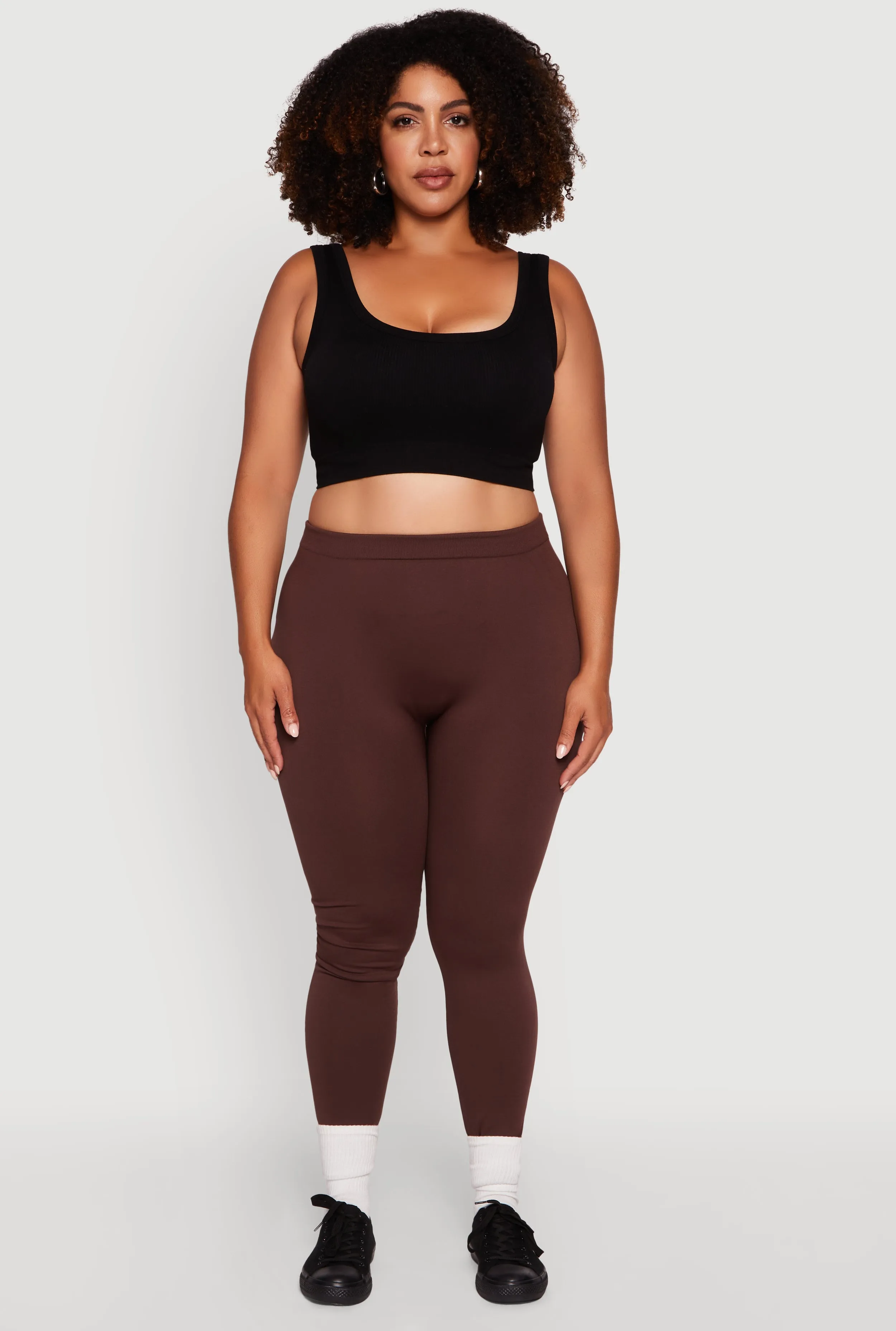Plus Size High Waisted Basic Fleece Lined Leggings sold by Rainbow product image thumbnail 2