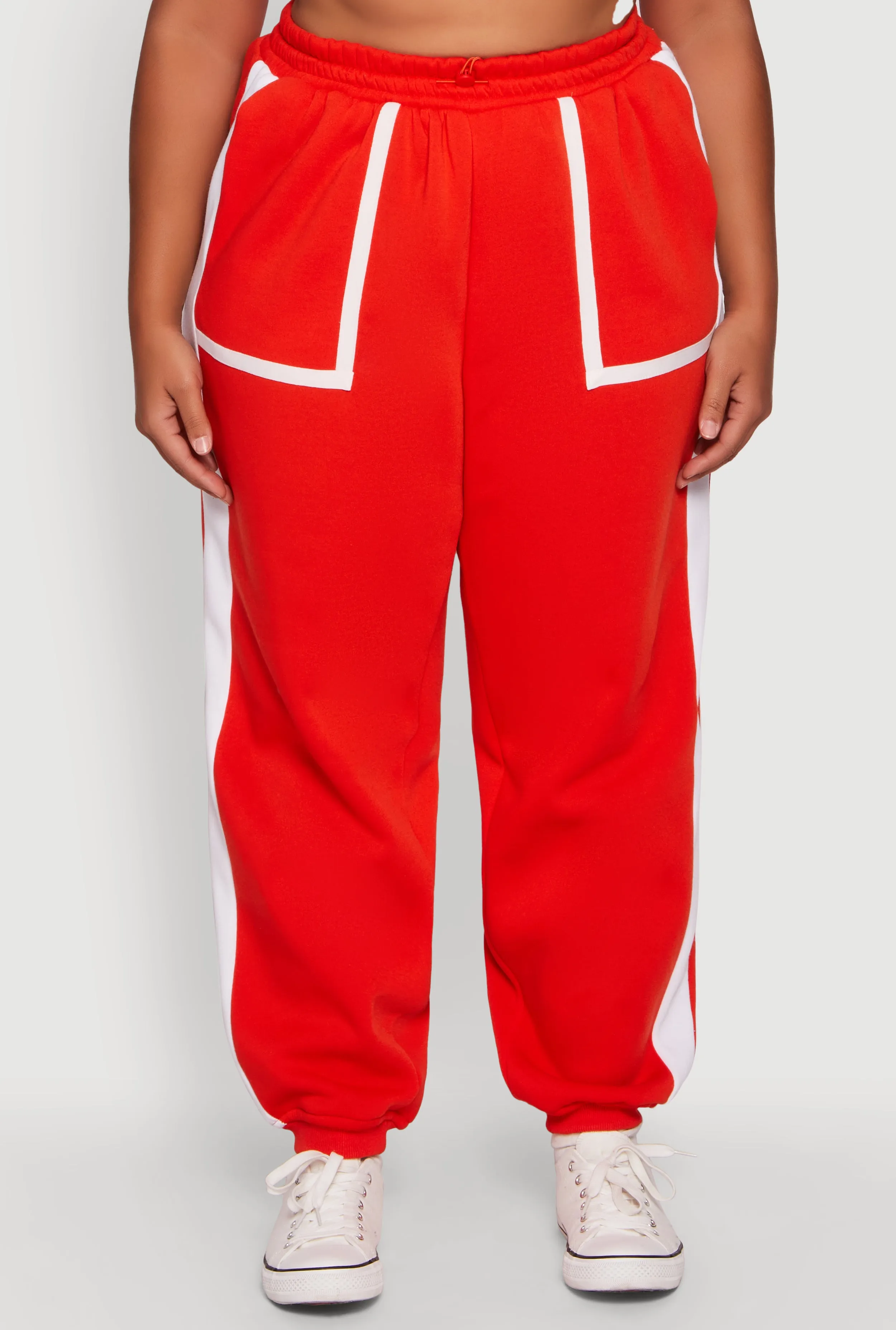 Plus Size Contrast Trim Pocket Joggers with Side Stripes sold by Rainbow product image thumbnail 3