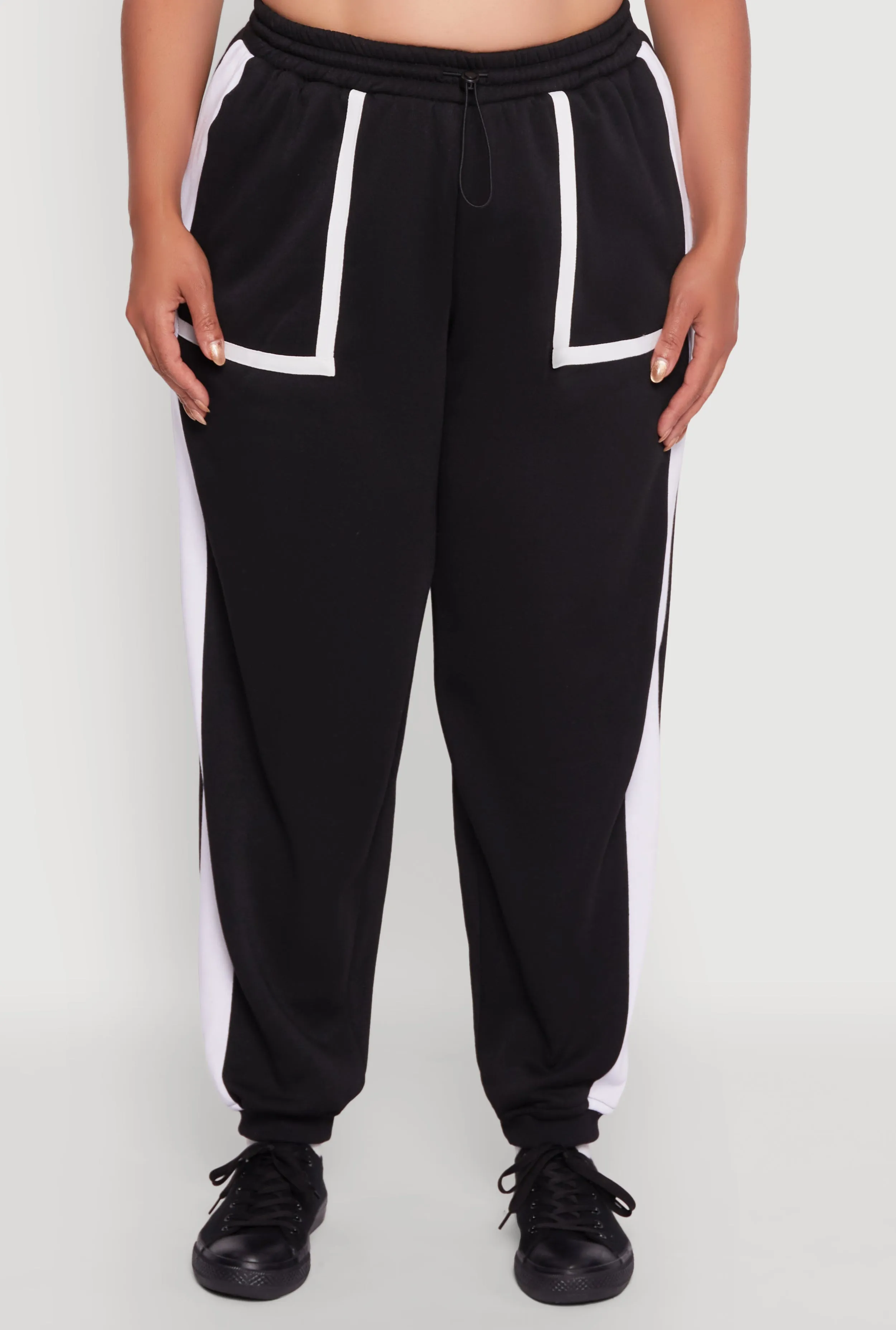 Plus Size Contrast Trim Pocket Joggers with Side Stripes sold by Rainbow product image thumbnail 3