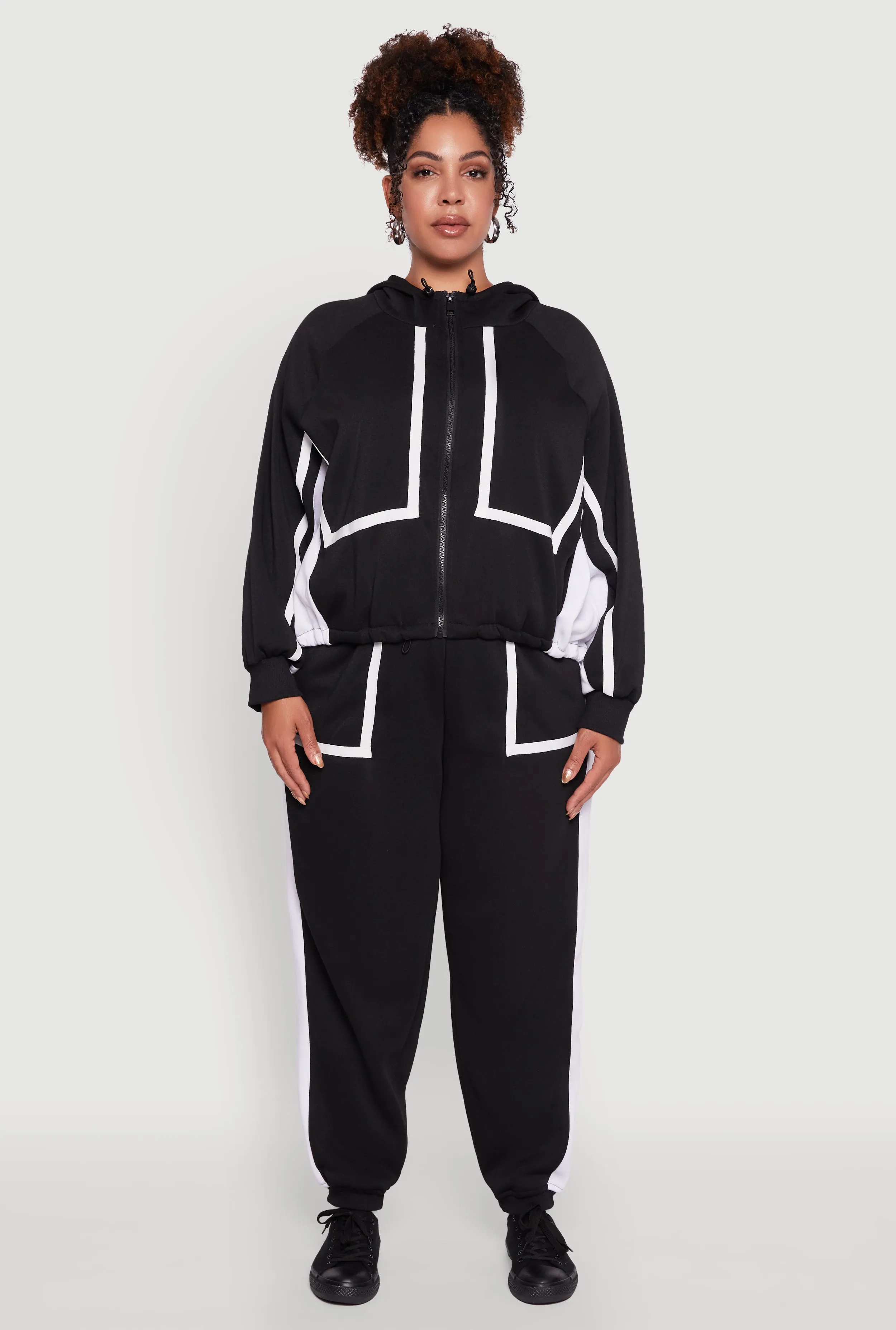 Plus Size Contrast Trim Pocket Joggers with Side Stripes sold by Rainbow product image thumbnail 2