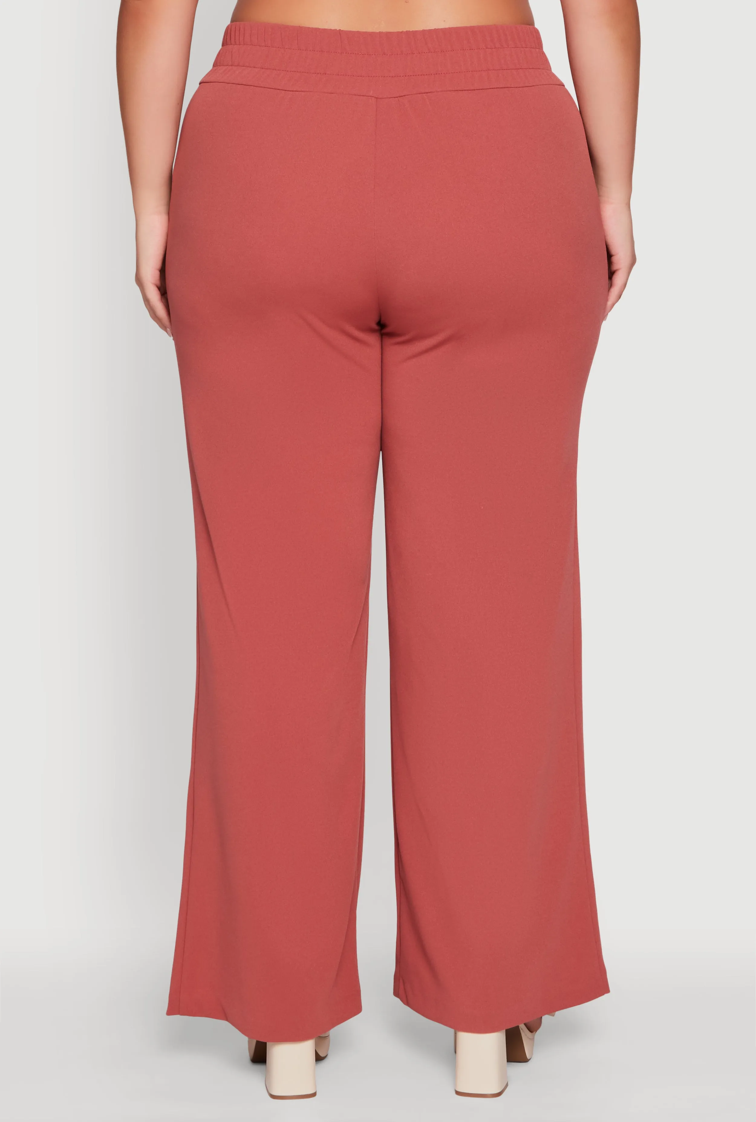 Plus Size Crepe Knit Drawstring Detail Wide Leg Pants sold by Rainbow product image thumbnail 5