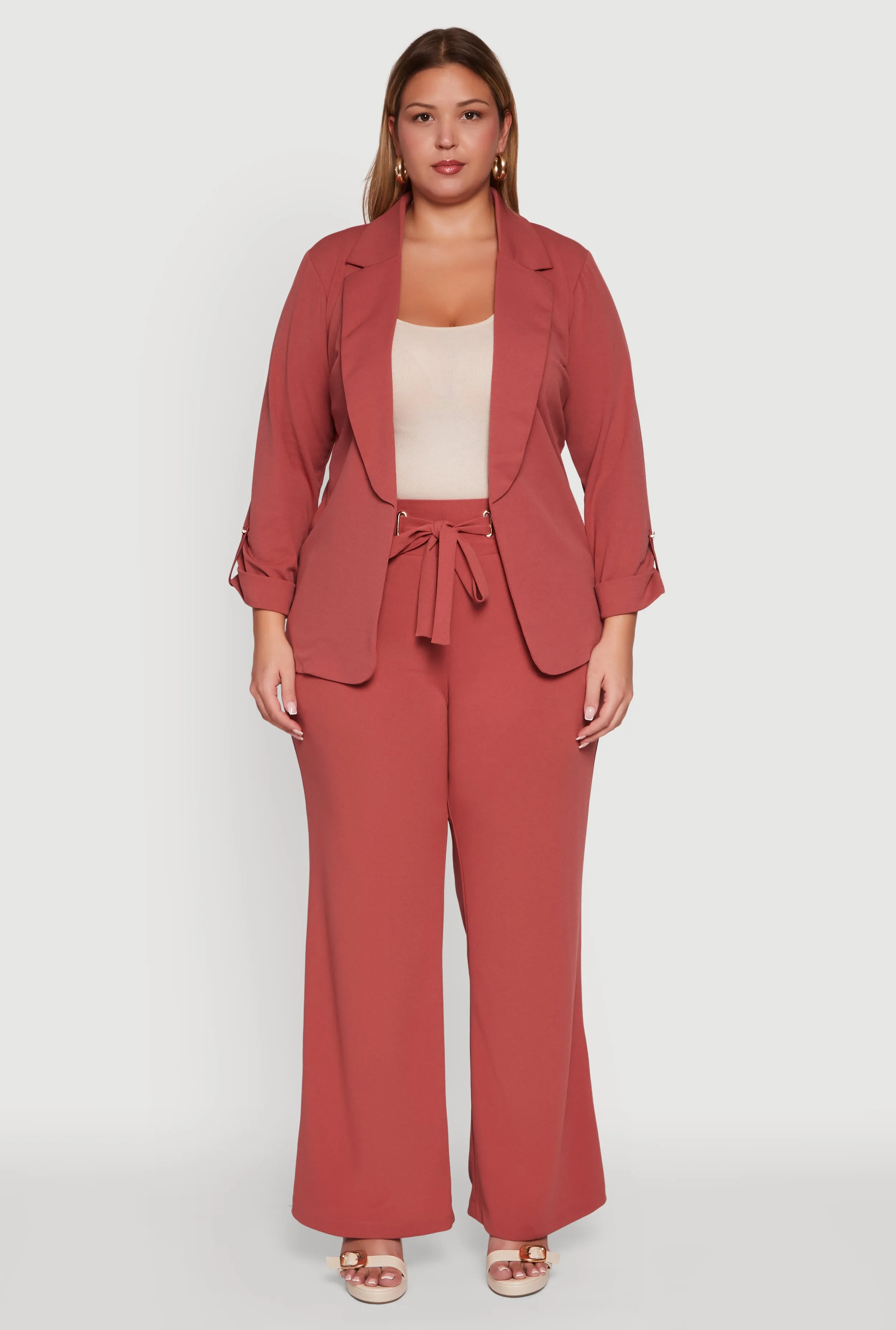 Plus Size Crepe Knit Drawstring Detail Wide Leg Pants sold by Rainbow product image thumbnail 2