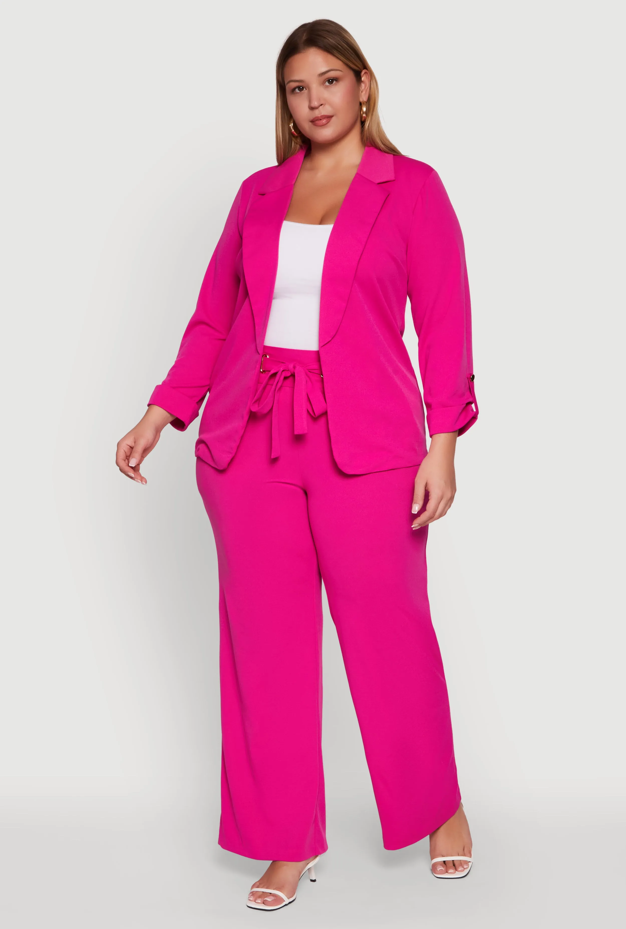 Plus Size Crepe Knit Long Sleeve Open Front Blazer sold by Rainbow product image thumbnail 2