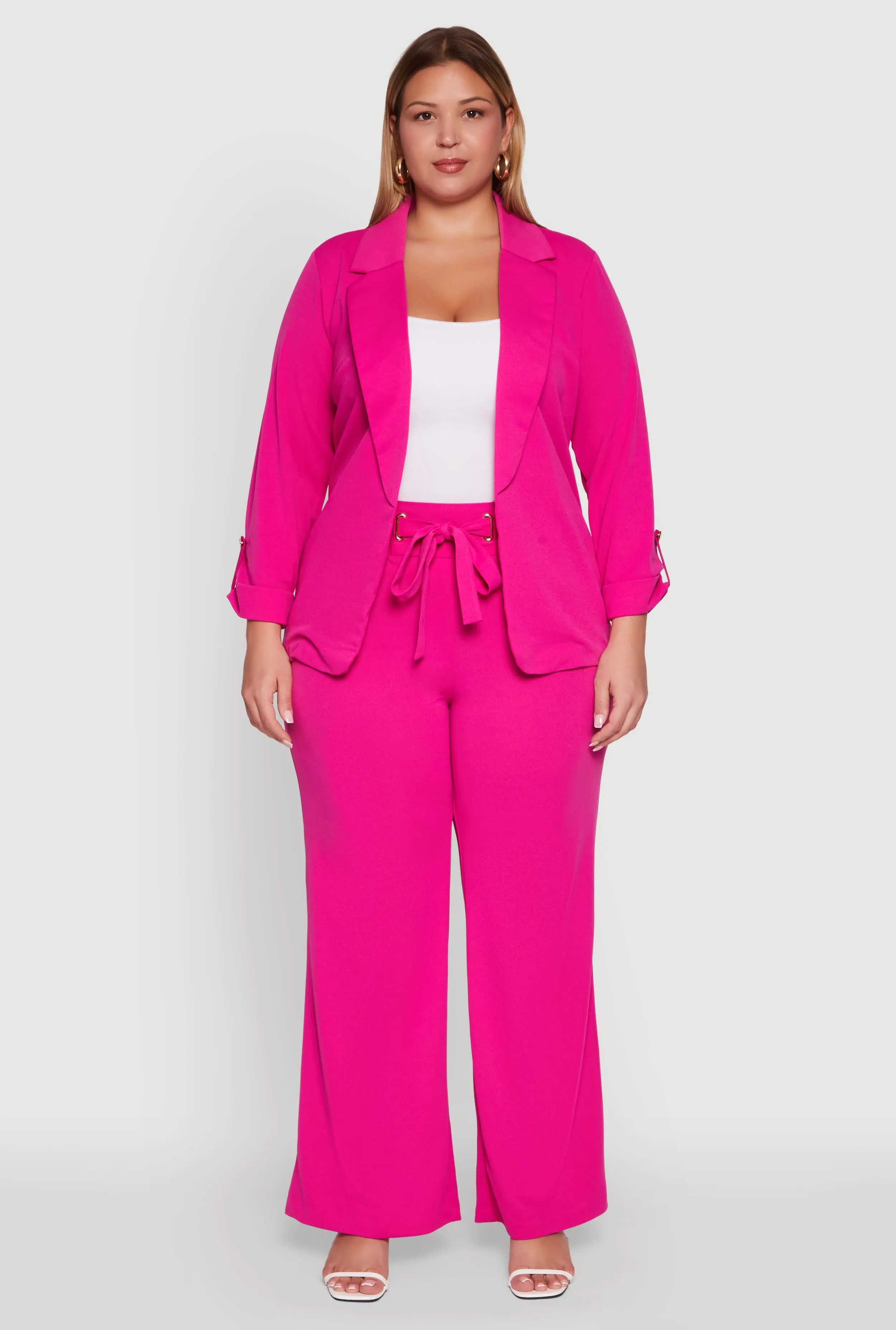 Plus Size Crepe Knit Long Sleeve Open Front Blazer sold by Rainbow product image thumbnail 3