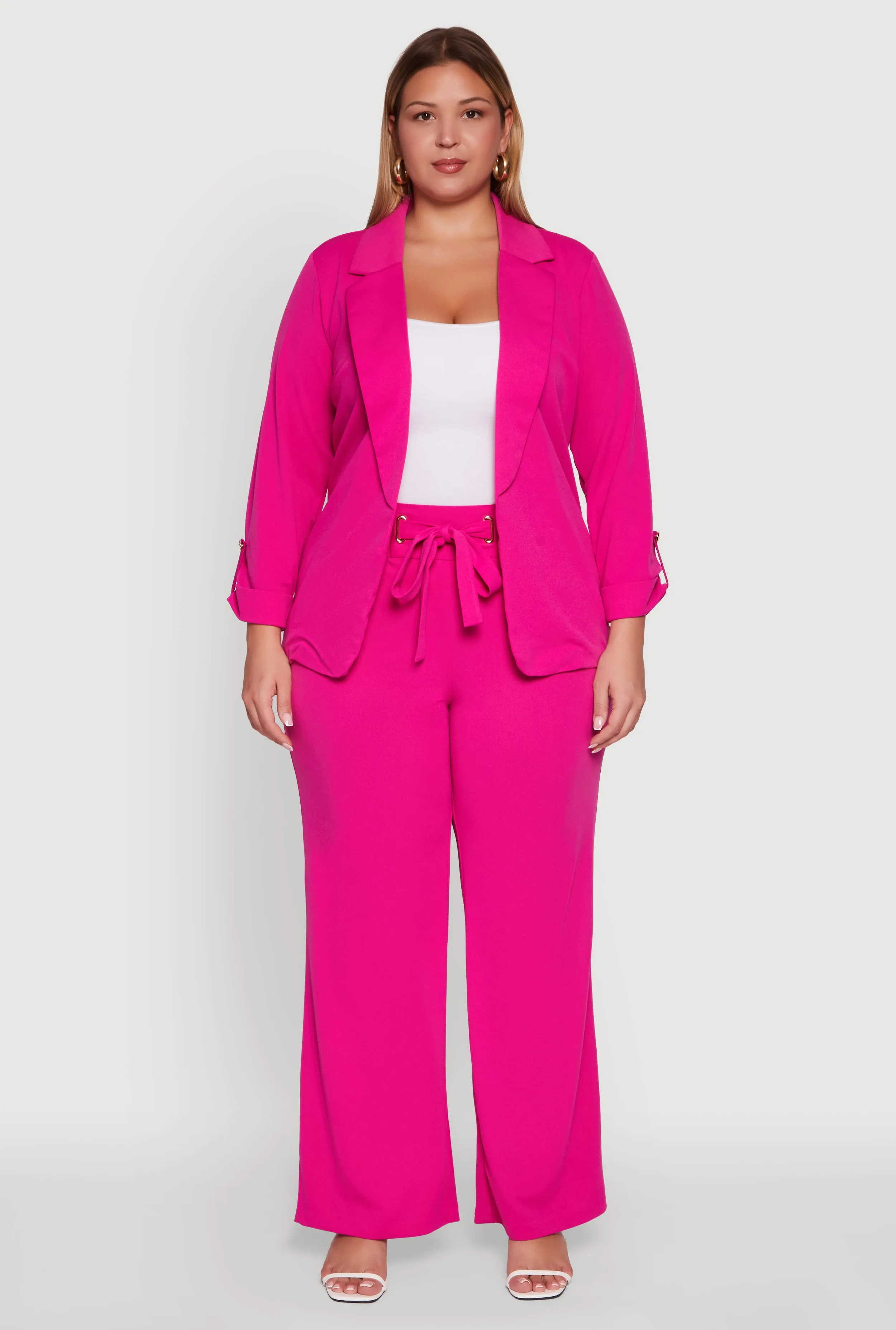 Plus Size Crepe Knit Drawstring Detail Wide Leg Pants sold by Rainbow product image thumbnail 2