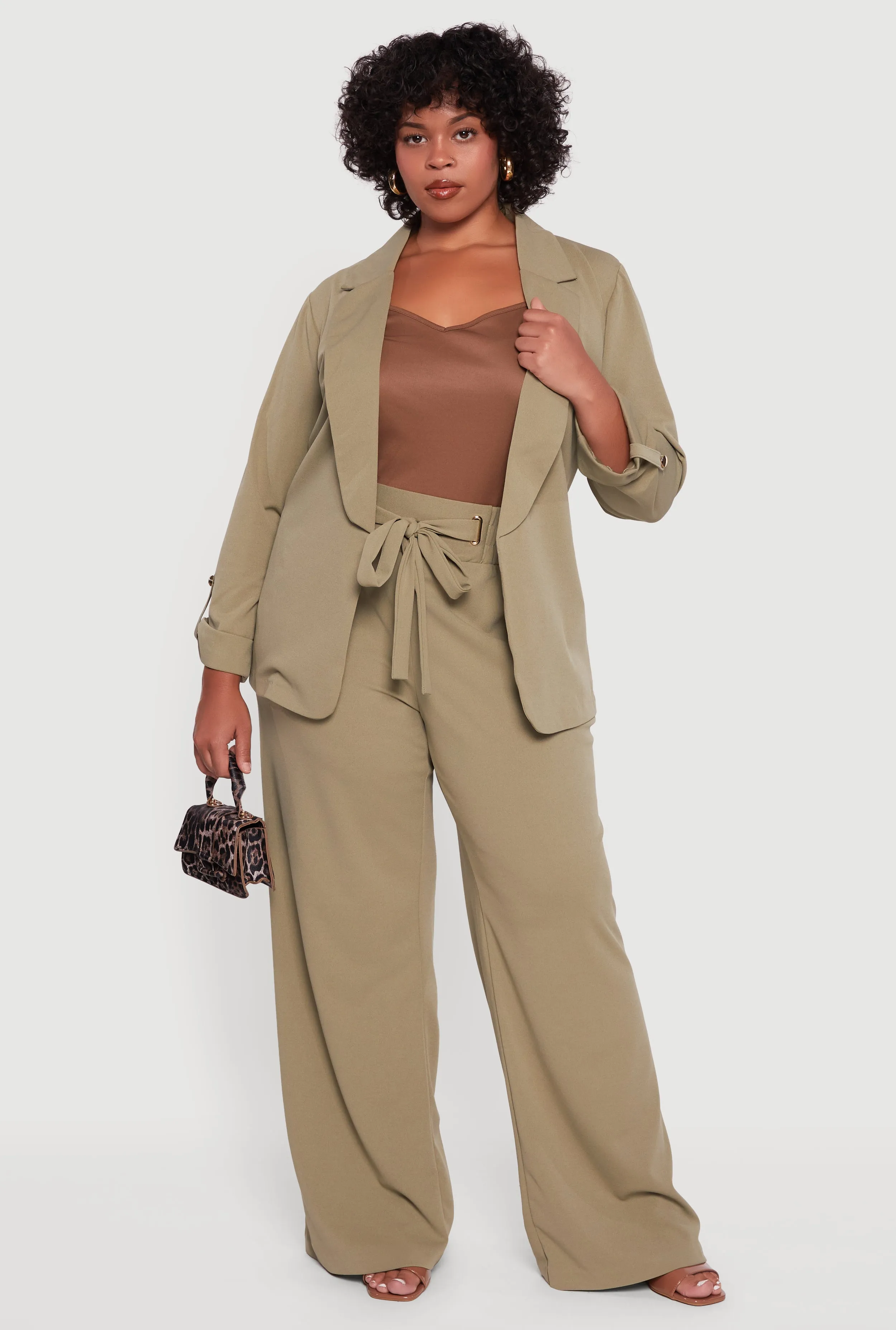 Plus Size Crepe Knit Long Sleeve Open Front Blazer sold by Rainbow product image thumbnail 2