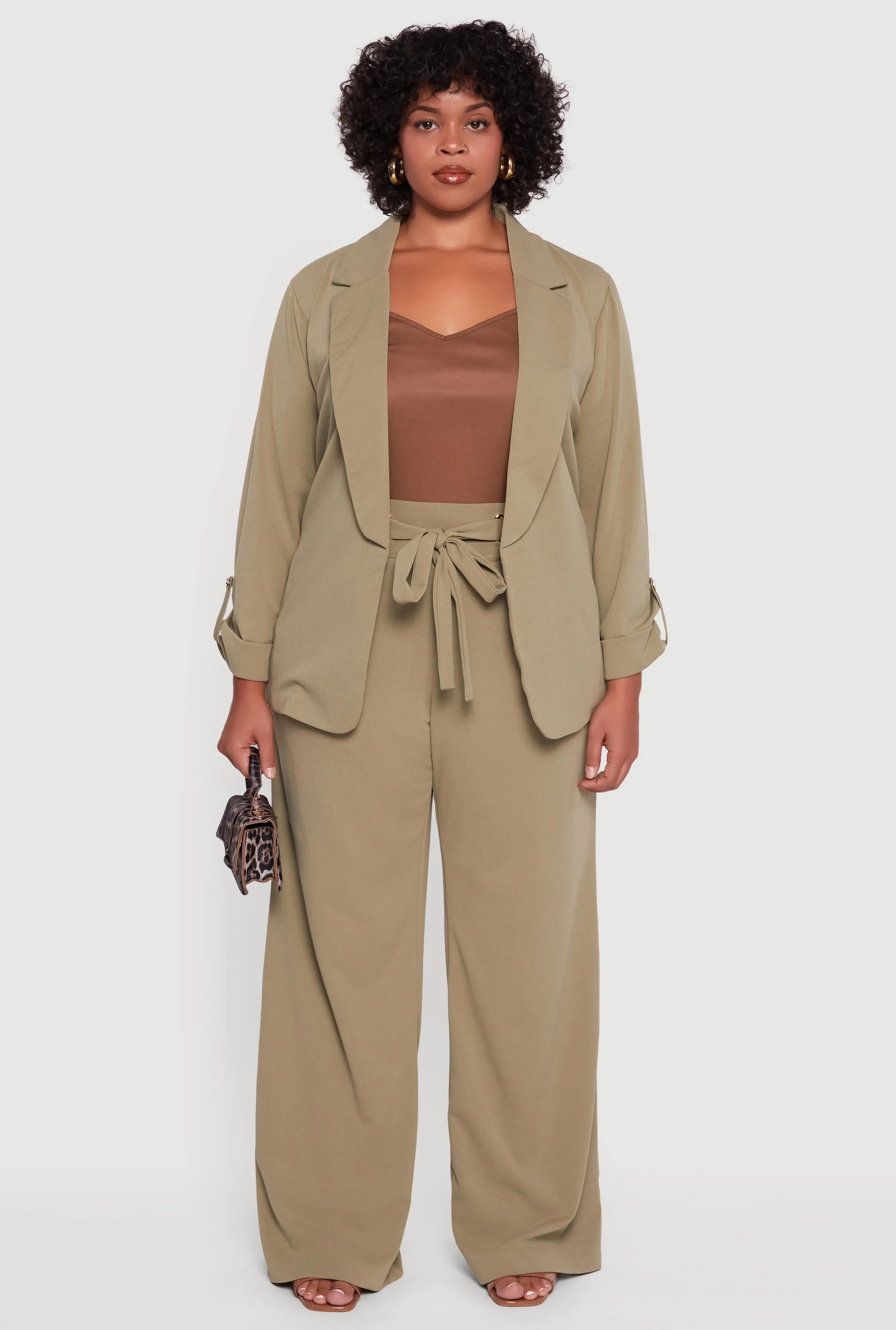 Plus Size Crepe Knit Long Sleeve Open Front Blazer sold by Rainbow product image thumbnail 3