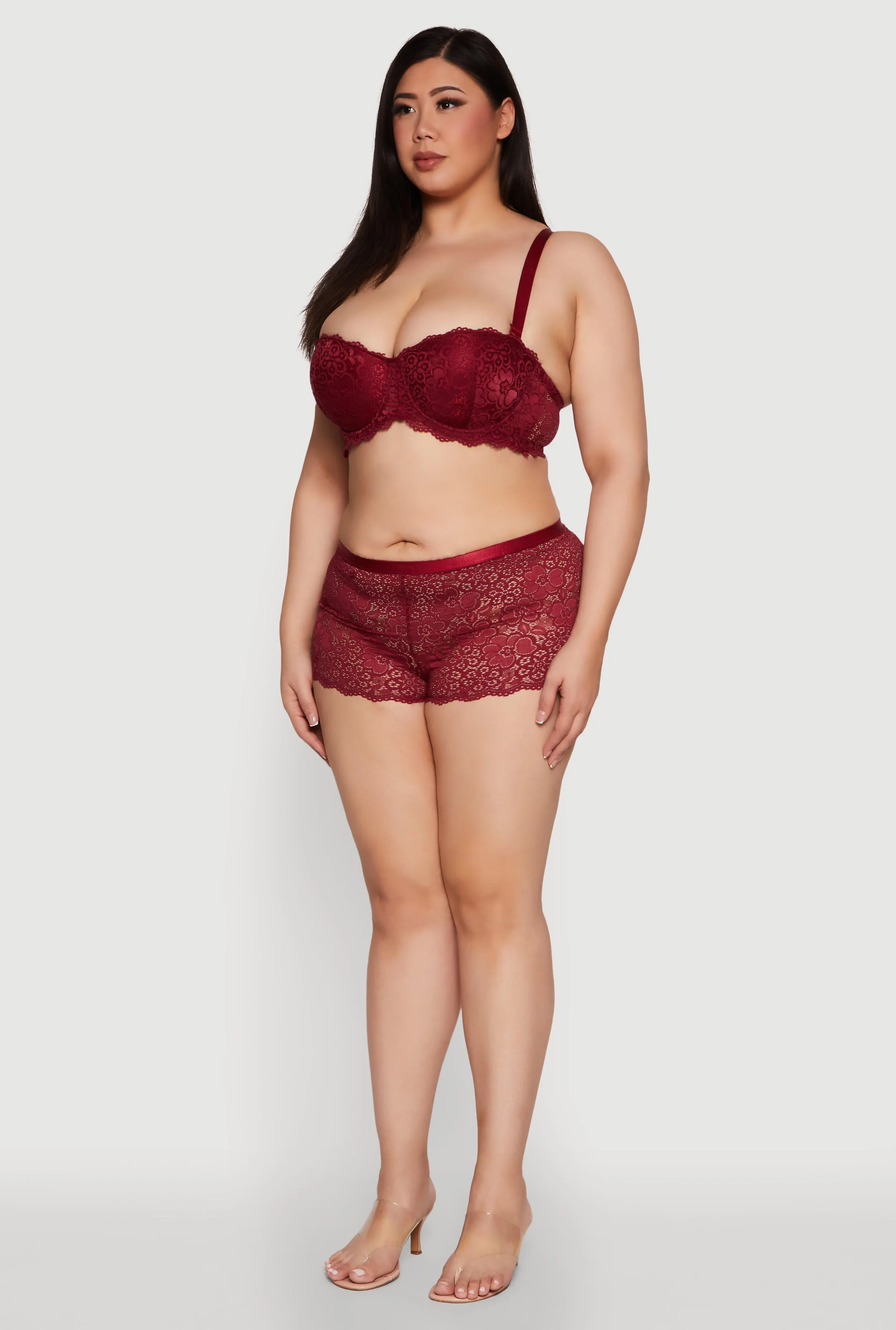 Plus Size Floral Lace Scalloped Convertible Balconette Bra sold by Rainbow product image thumbnail 5