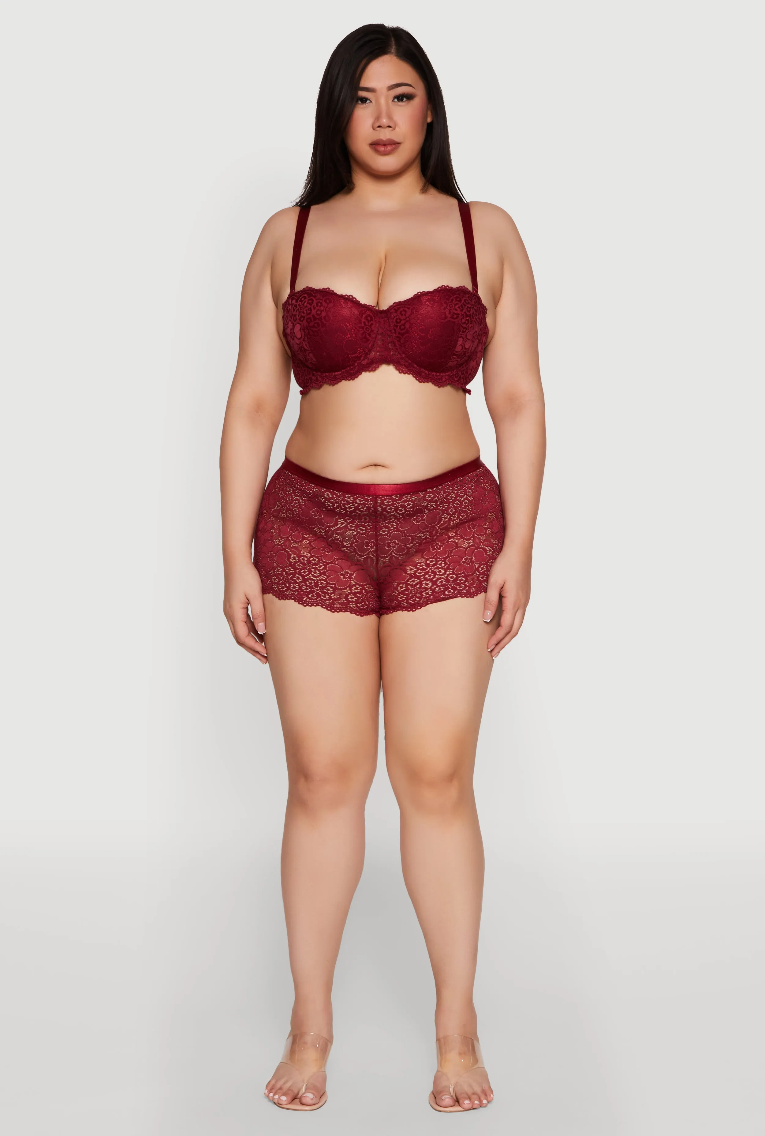 Plus Size Floral Lace Scalloped Convertible Balconette Bra sold by Rainbow product image thumbnail 2