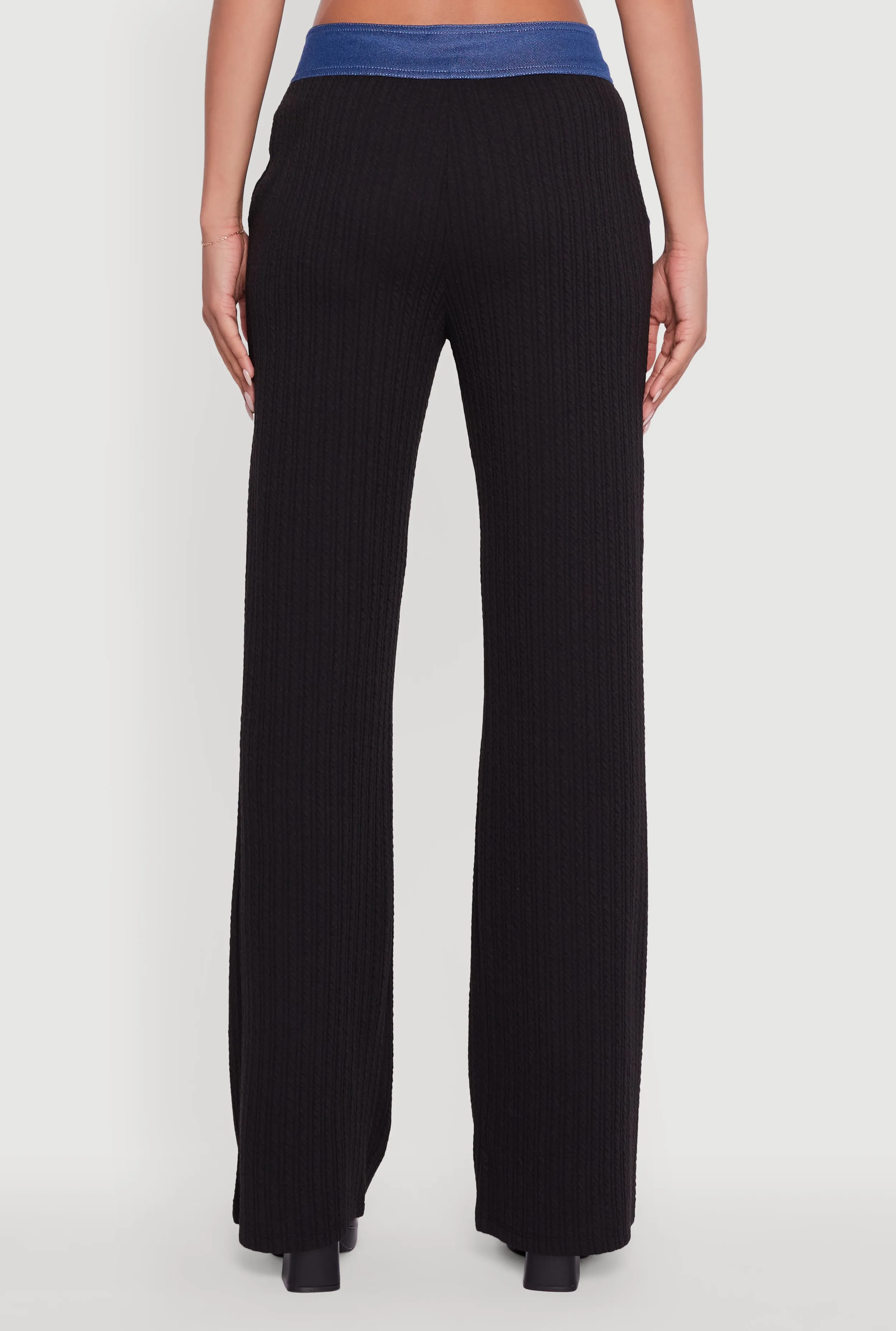 Mid Rise Straight Leg Denim Trim Pants with Pockets sold by Rainbow product image thumbnail 5