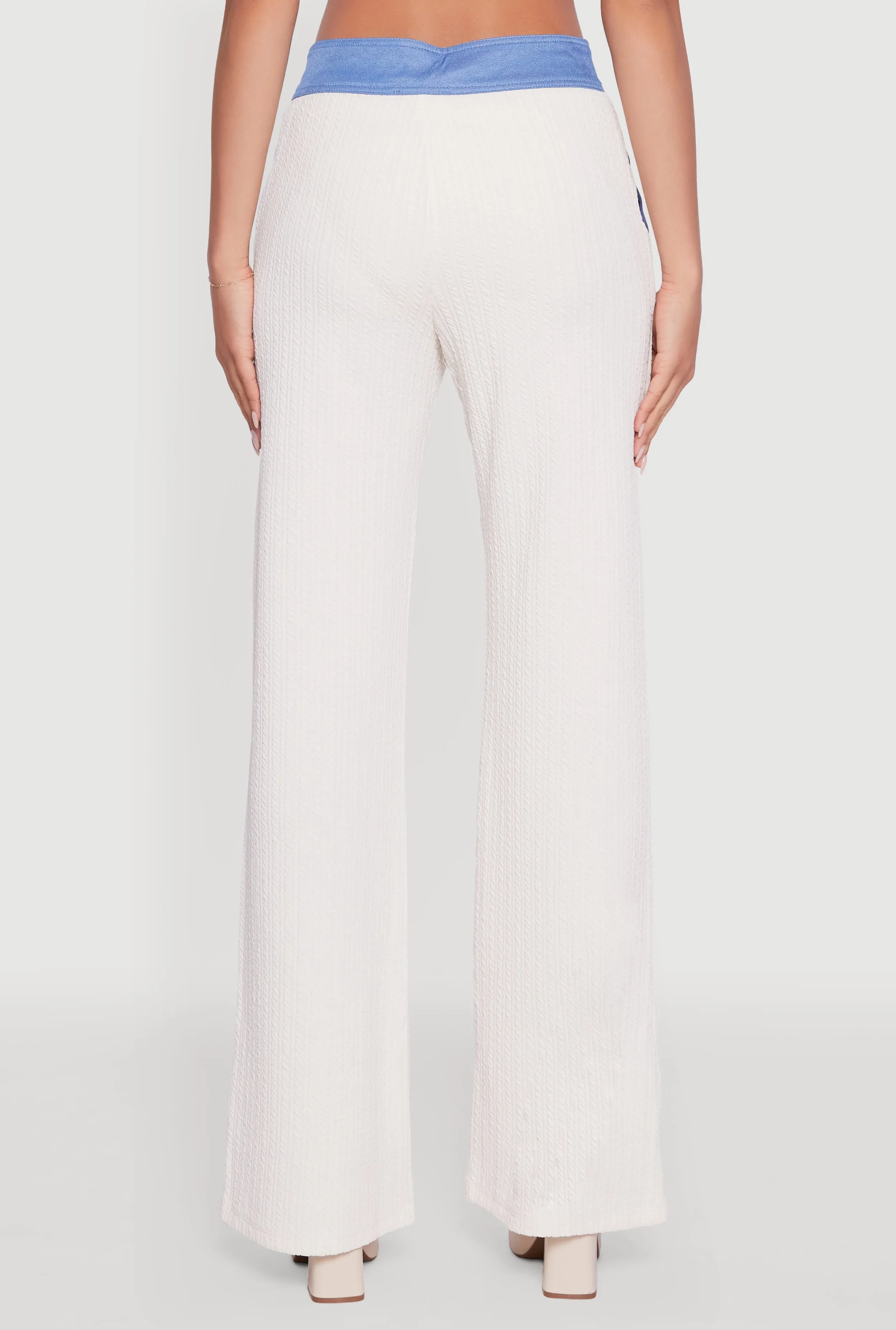 Mid Rise Straight Leg Denim Trim Pants with Pockets sold by Rainbow product image thumbnail 5