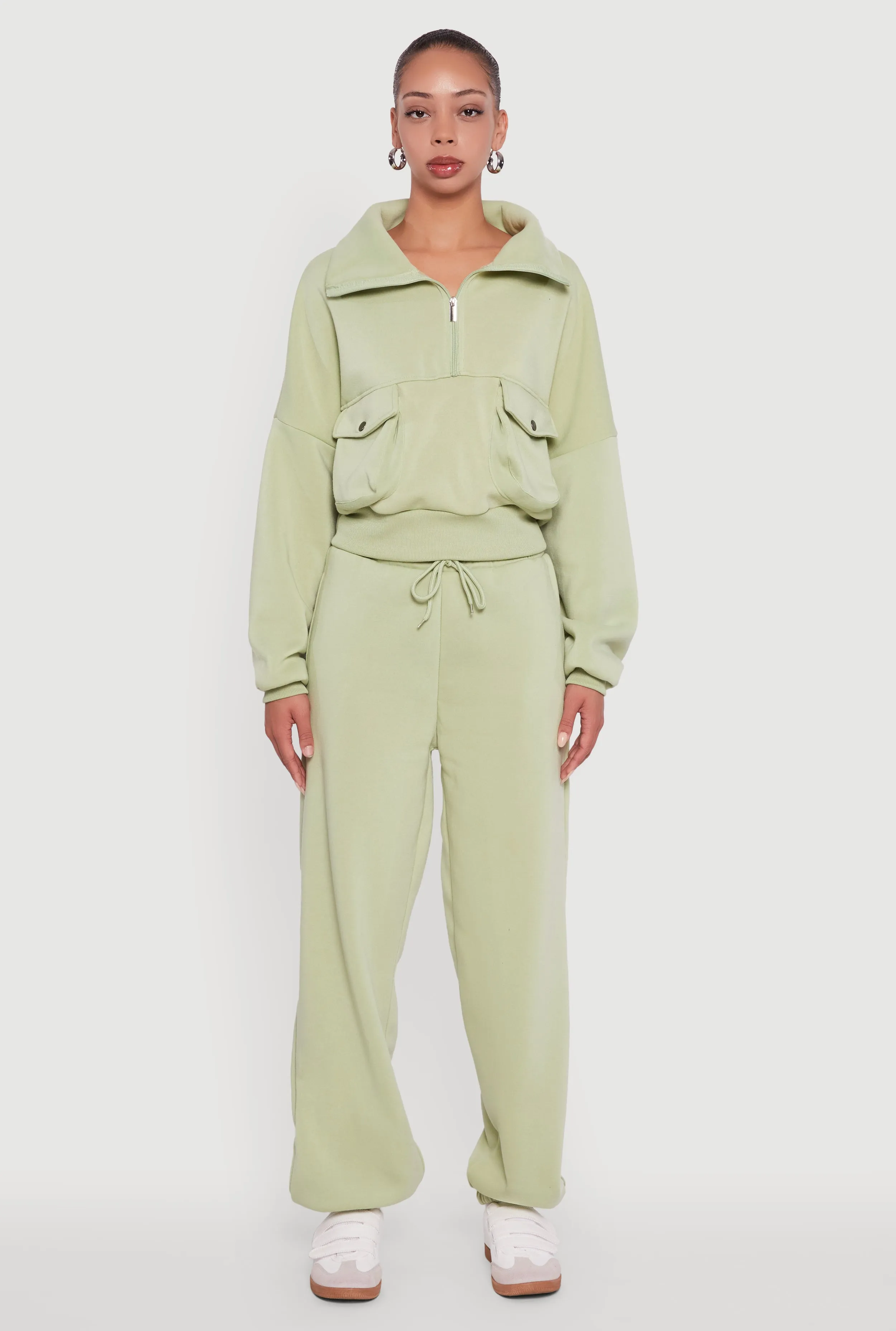 Cargo Pocket Fleece Half Zip Pullover Sweatshirt sold by Rainbow product image thumbnail 3