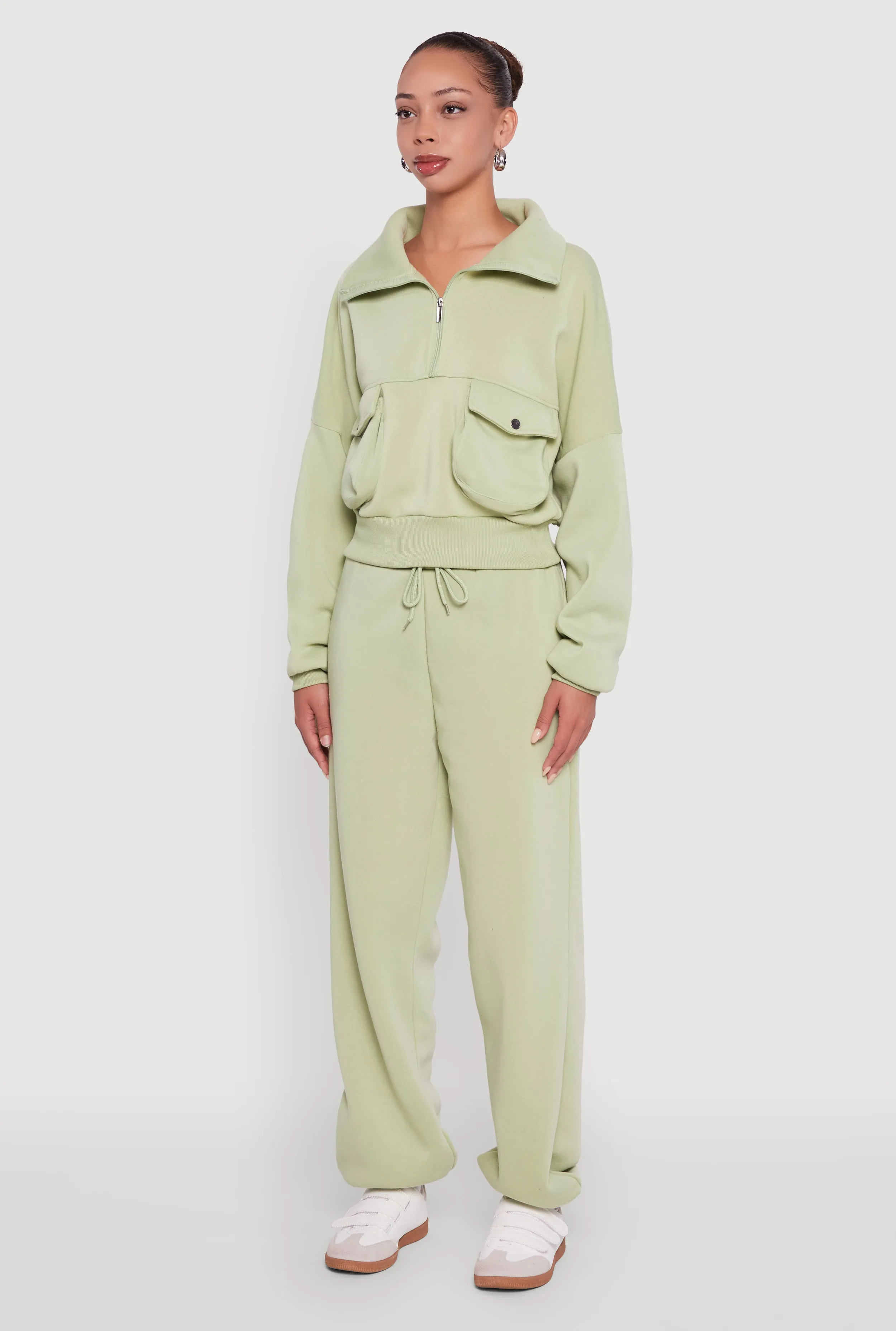 Cargo Pocket Fleece Half Zip Pullover Sweatshirt sold by Rainbow product image thumbnail 5