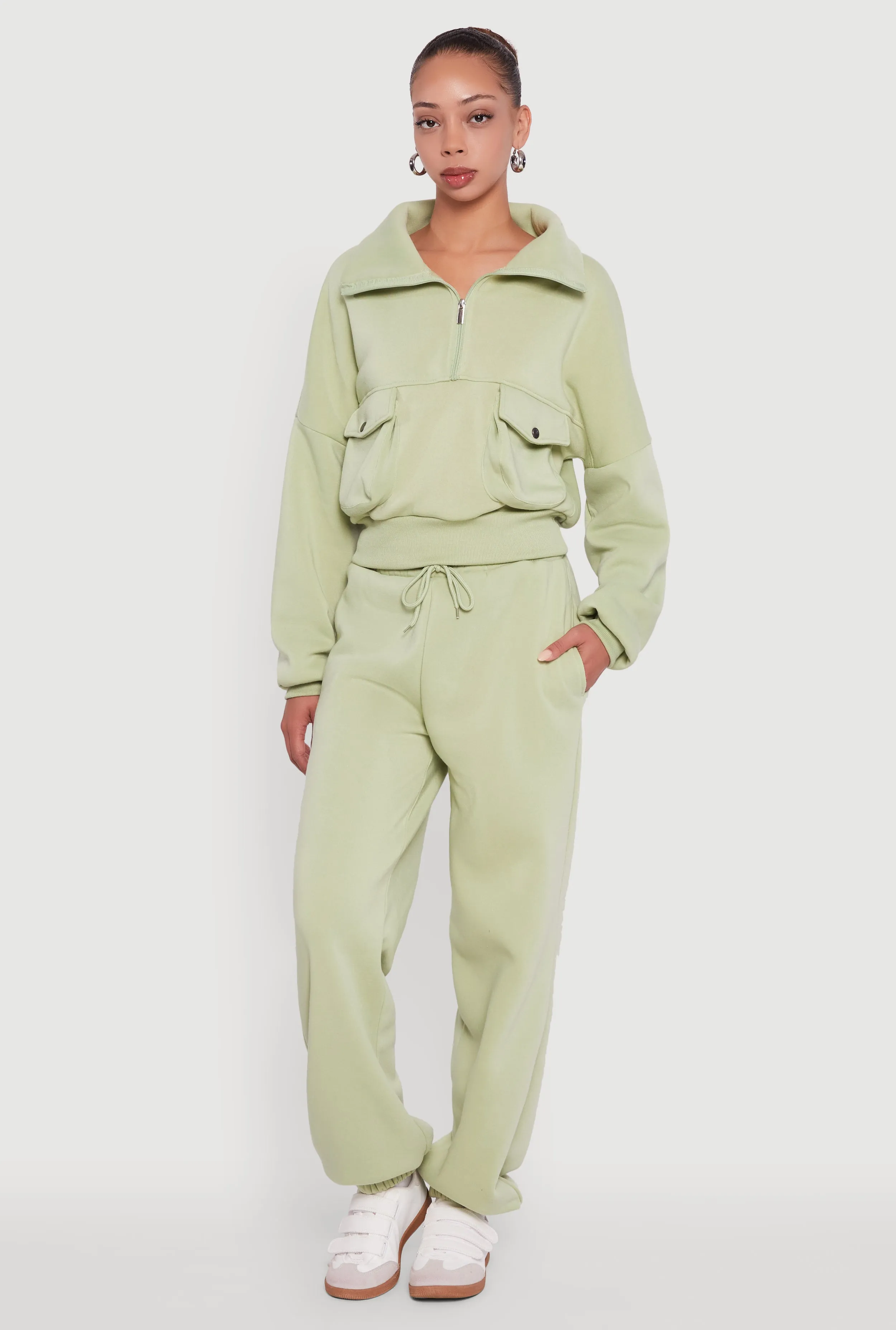 Cargo Pocket Fleece Half Zip Pullover Sweatshirt sold by Rainbow product image thumbnail 2