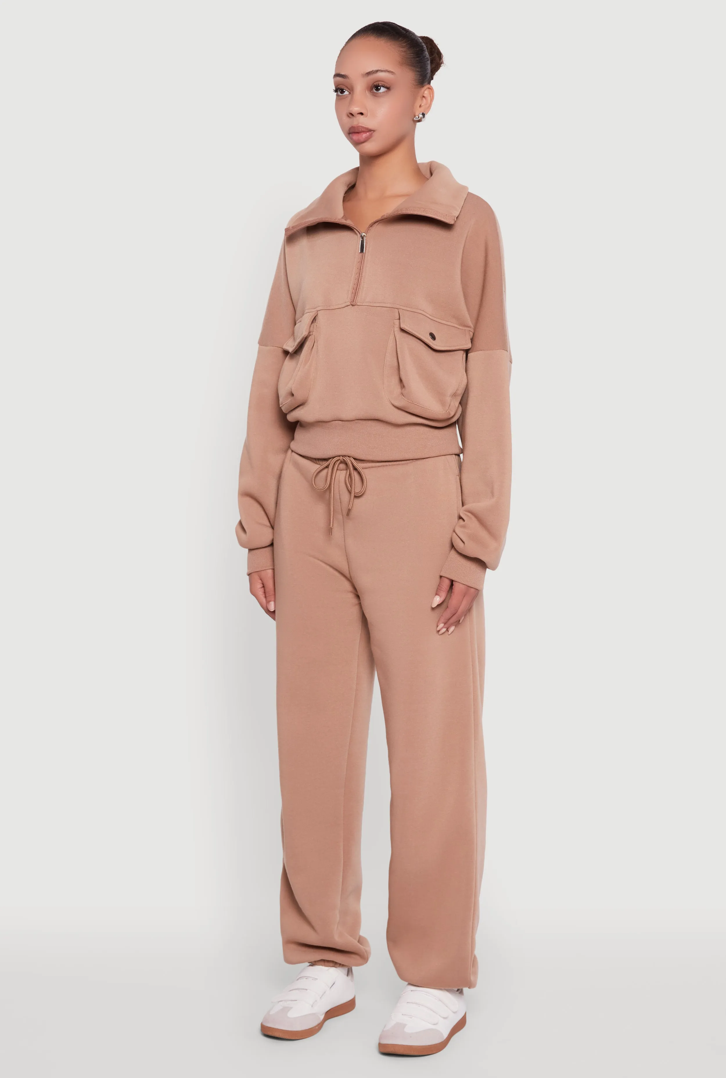 Cargo Pocket Fleece Half Zip Pullover Sweatshirt sold by Rainbow product image thumbnail 5