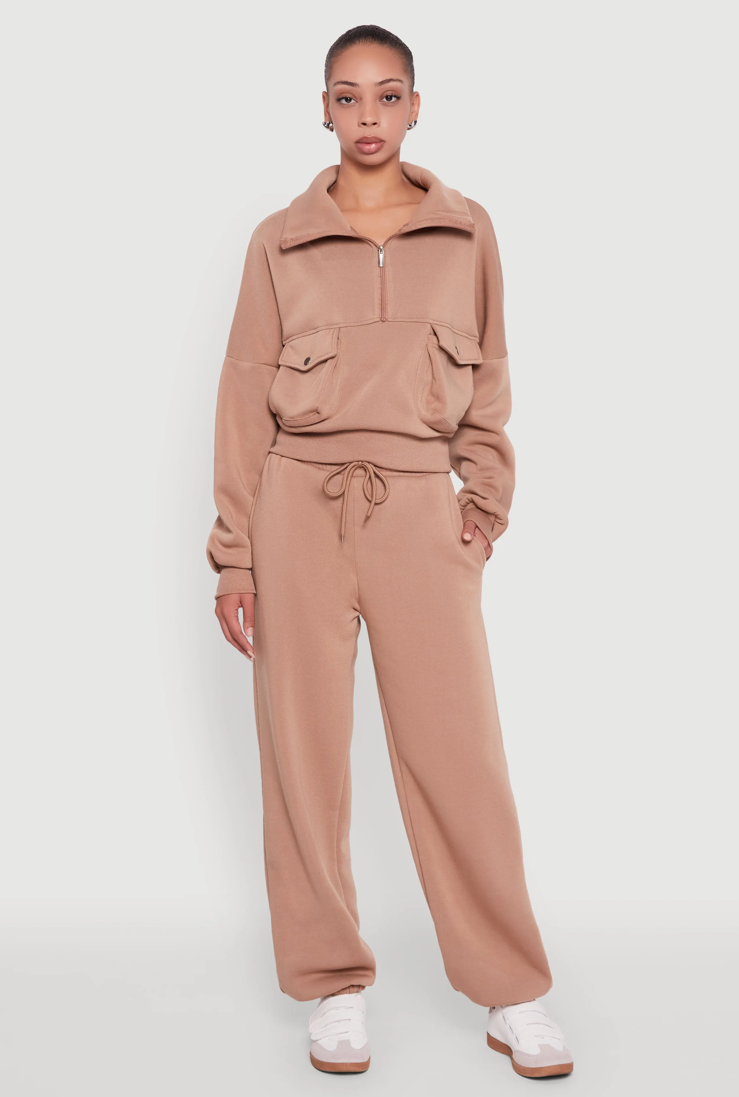 Cargo Pocket Fleece Half Zip Pullover Sweatshirt sold by Rainbow product image thumbnail 2