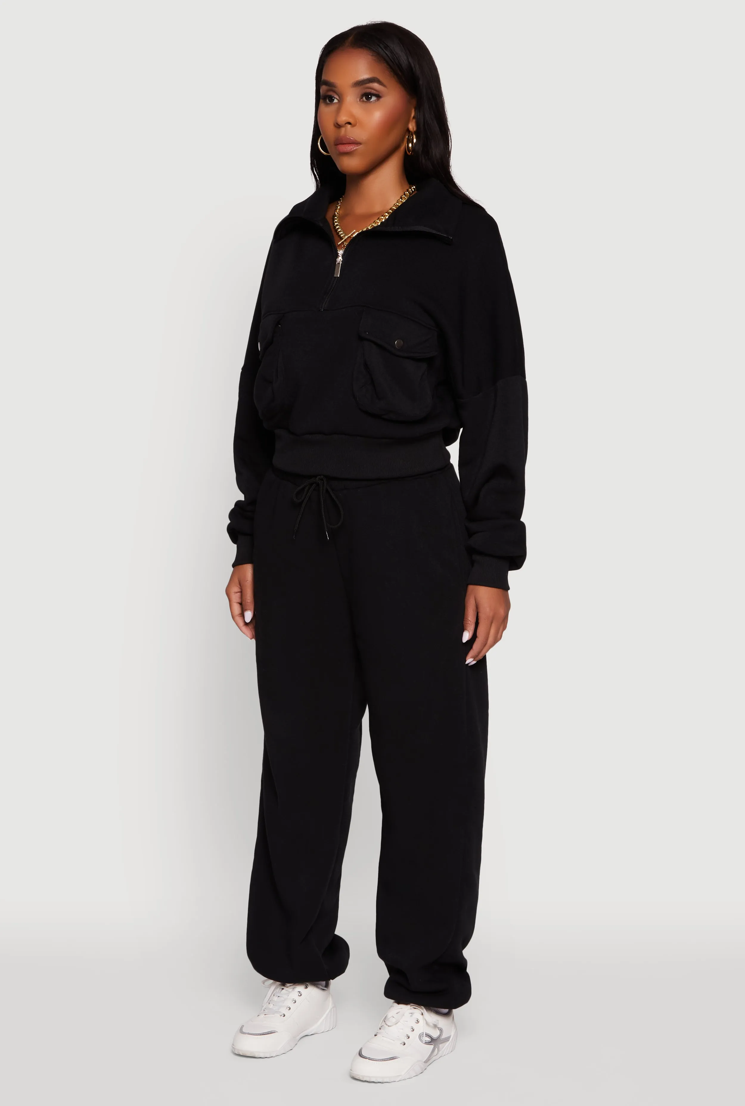 Cargo Pocket Fleece Half Zip Pullover Sweatshirt sold by Rainbow product image thumbnail 5