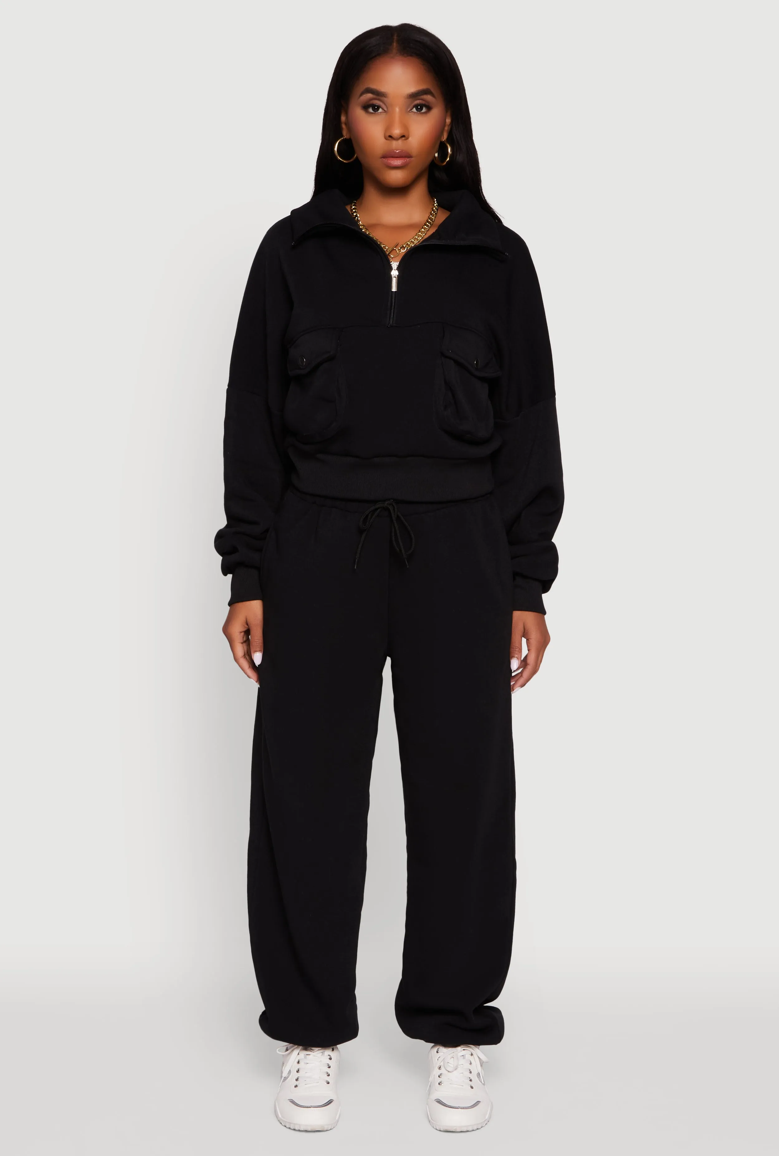 Cargo Pocket Fleece Half Zip Pullover Sweatshirt sold by Rainbow product image thumbnail 3