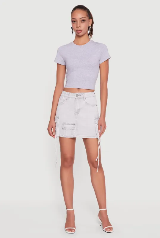 Acid Wash Mini Cargo Skirt sold by Rainbow