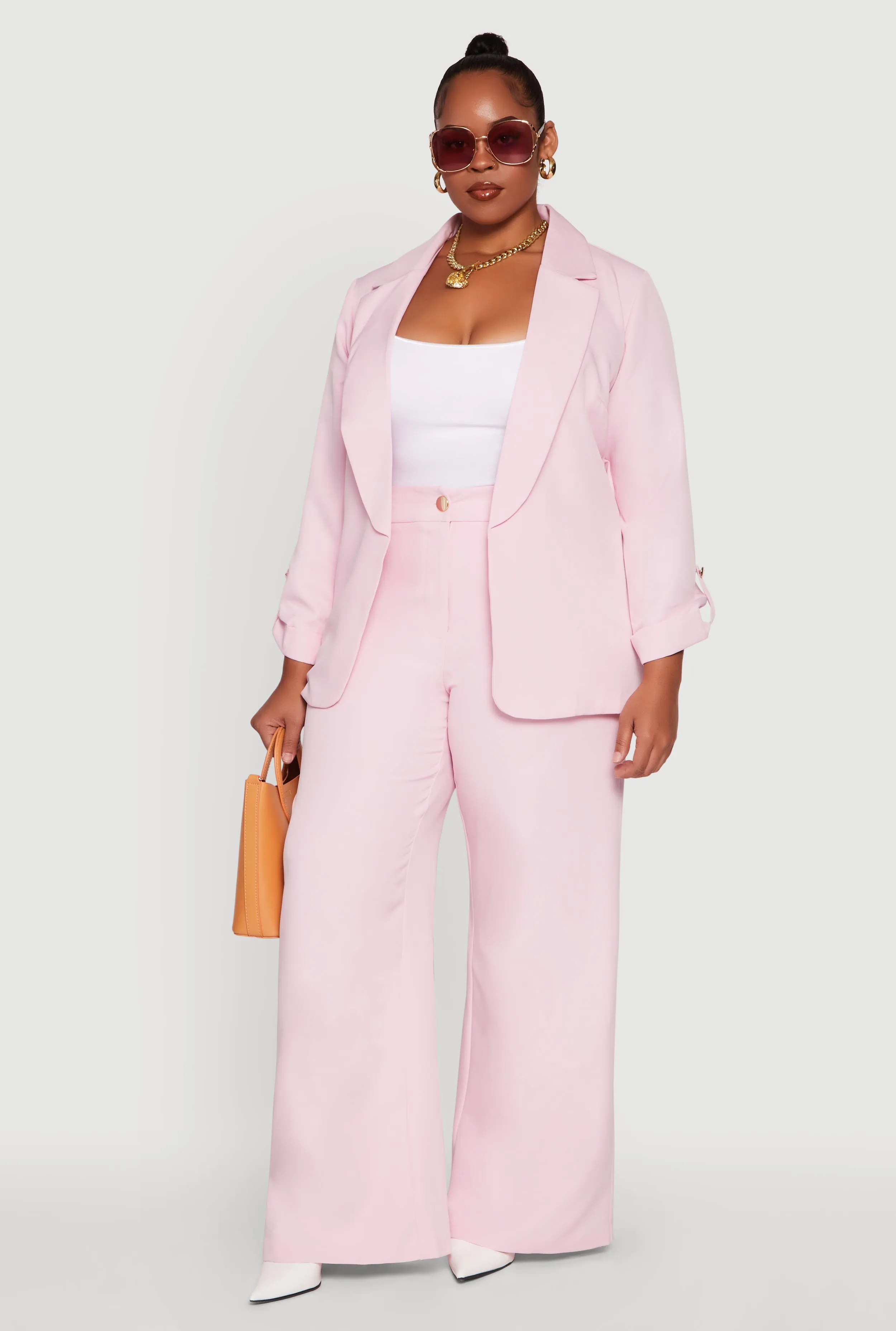 Plus Size Crepe Knit Long Sleeve Collared Blazer sold by Rainbow product image thumbnail 3