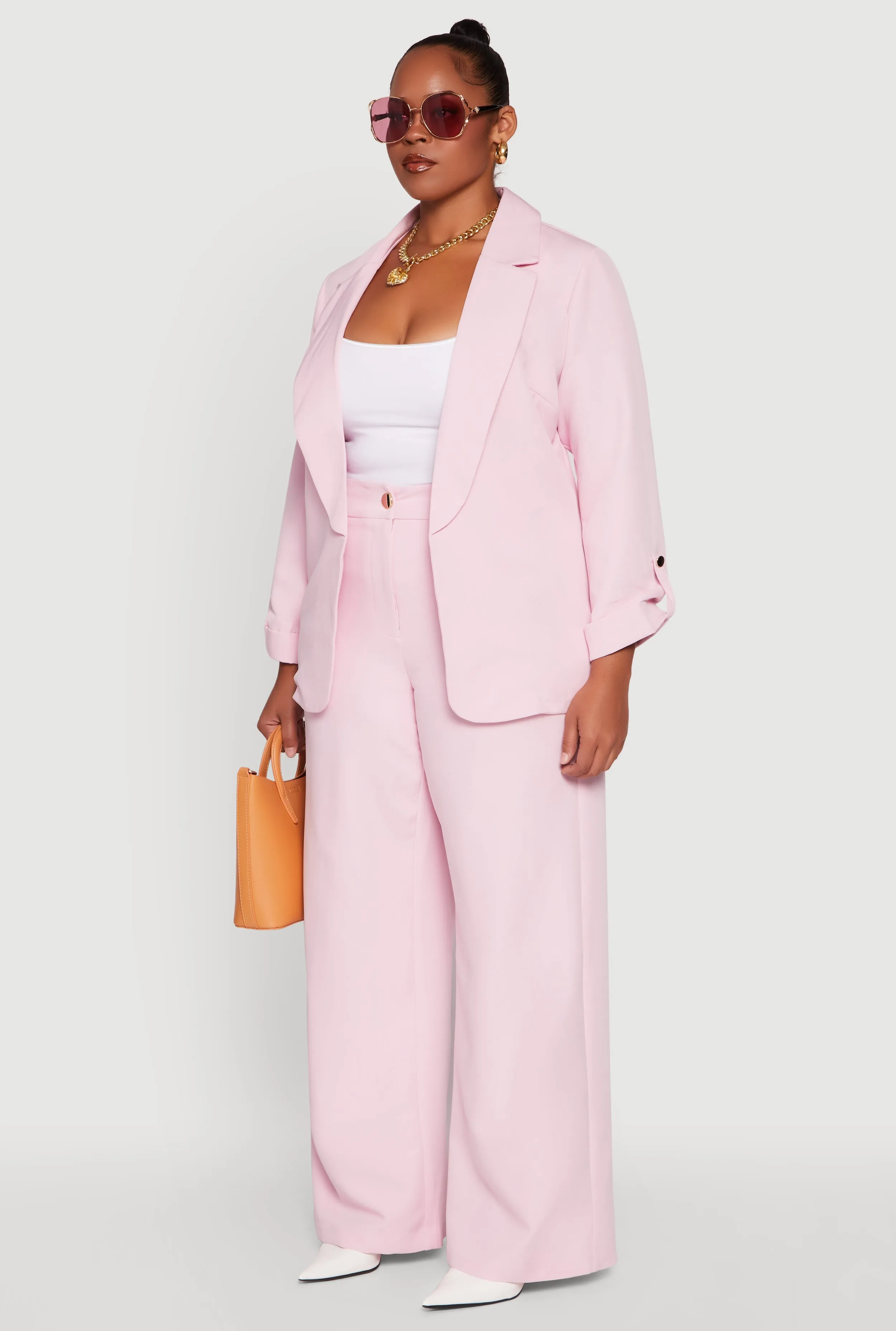 Plus Size Crepe Knit Long Sleeve Collared Blazer sold by Rainbow product image thumbnail 5