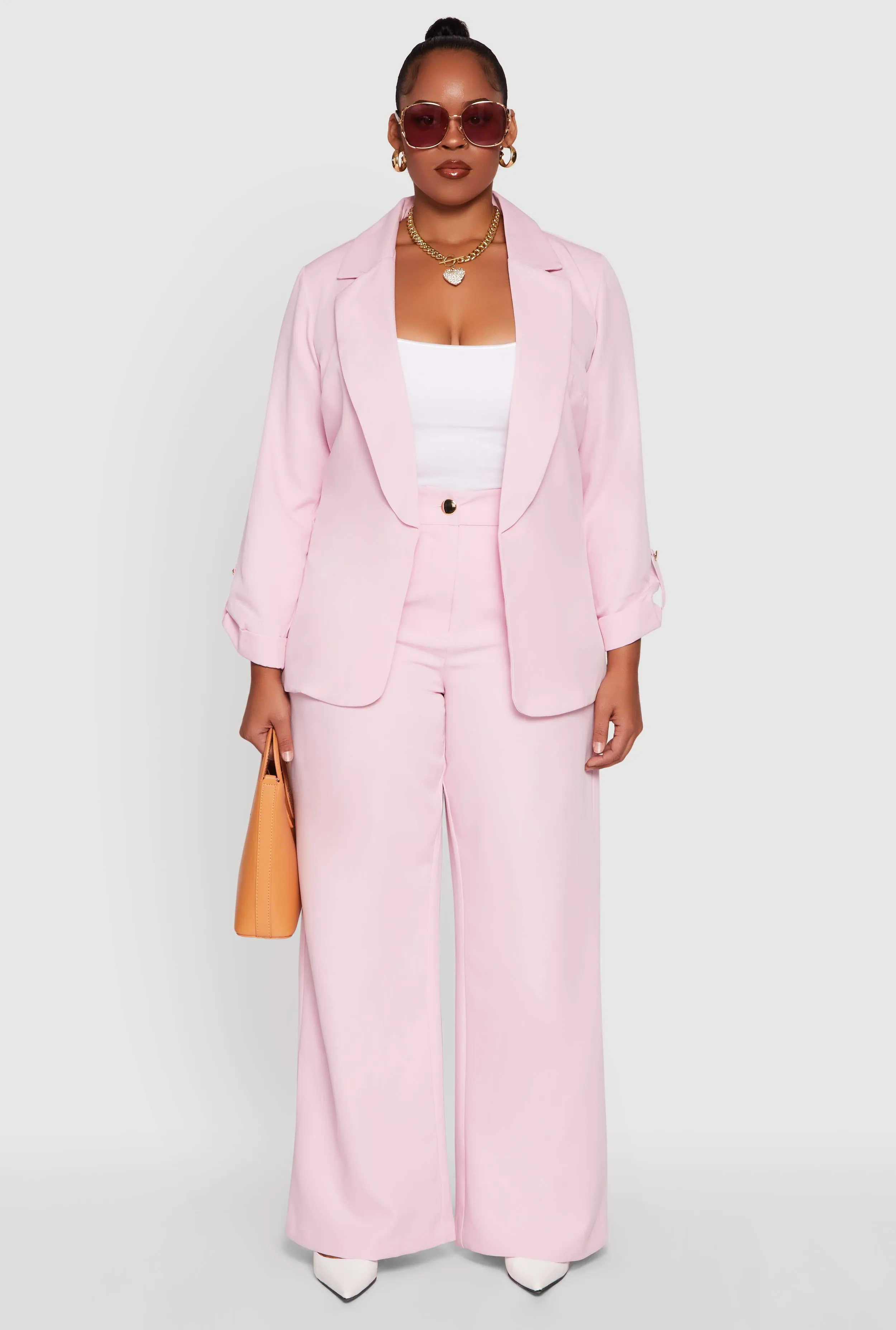 Plus Size Crepe Knit Long Sleeve Collared Blazer sold by Rainbow product image thumbnail 2