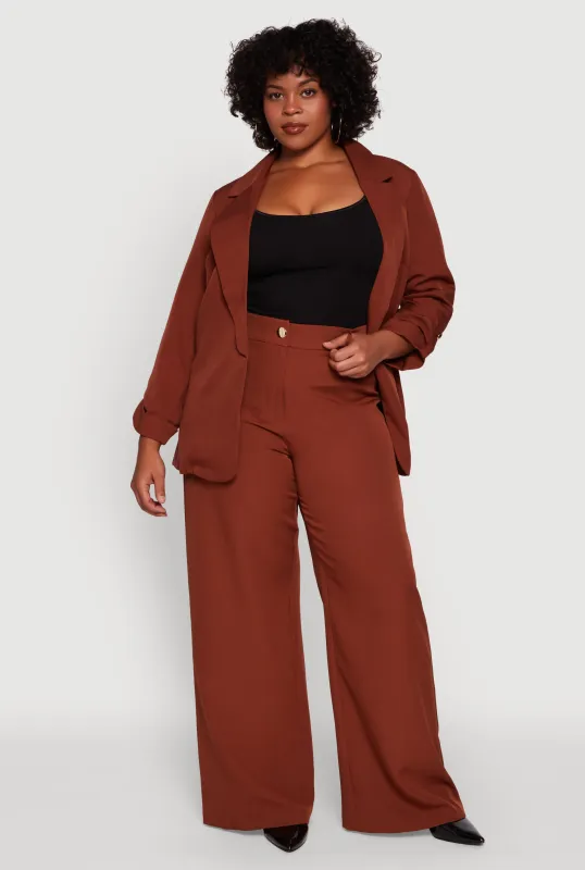 Plus Size Crepe Knit High Waisted Wide Leg Dress Pants sold by Rainbow