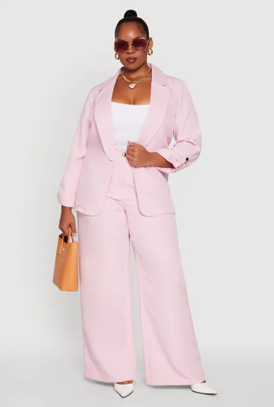 Plus Size Crepe Knit High Waisted Wide Leg Dress Pants sold by Rainbow